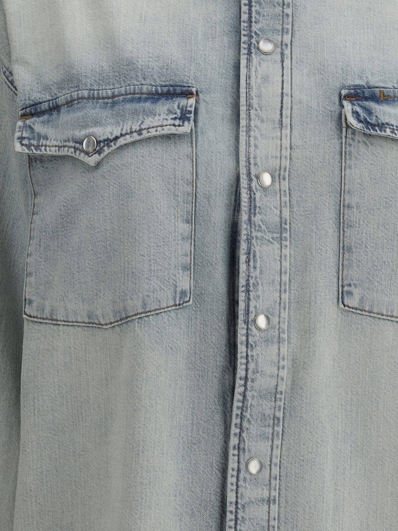 Re/done Denim Shirt In Sunfaded Blue