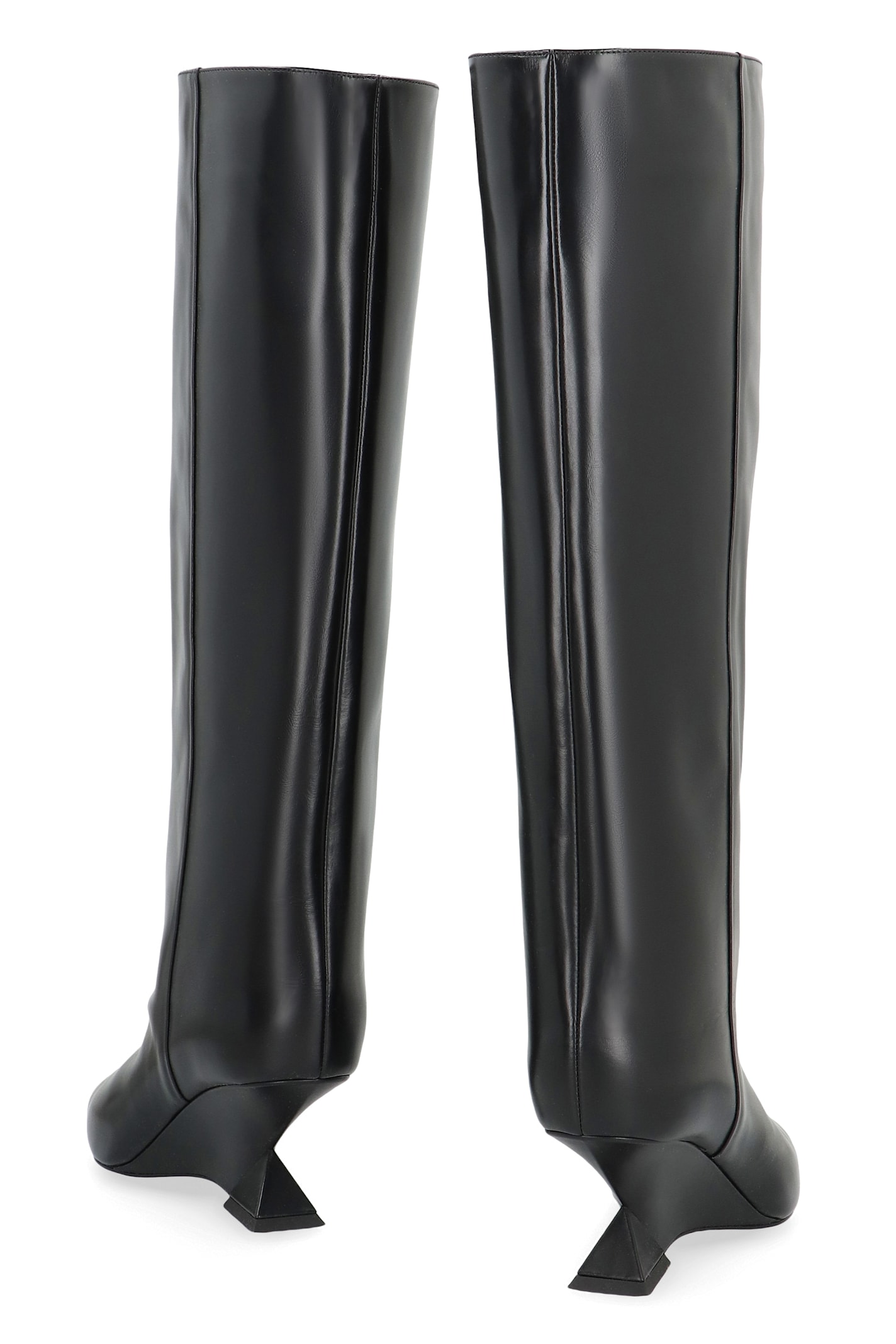 Attico Cheope Leather Knee Boots In Black