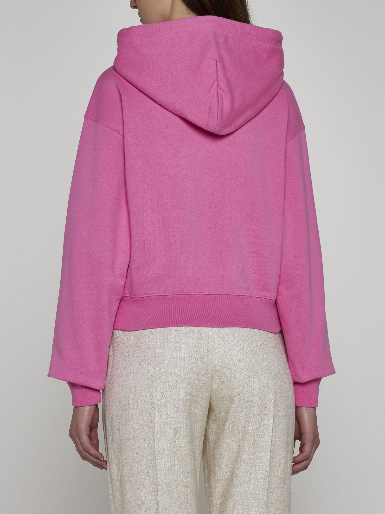 Shop Jacquemus Gros Grain Cotton Hoodie In Pink