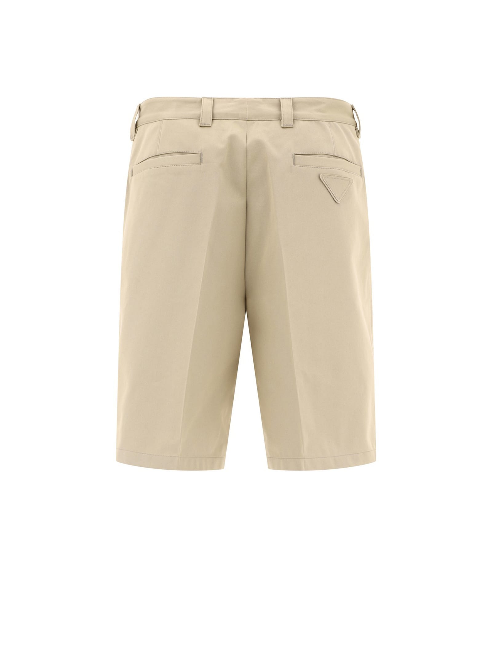 Shop Prada Beige Cotton Bermuda Shorts In Corda