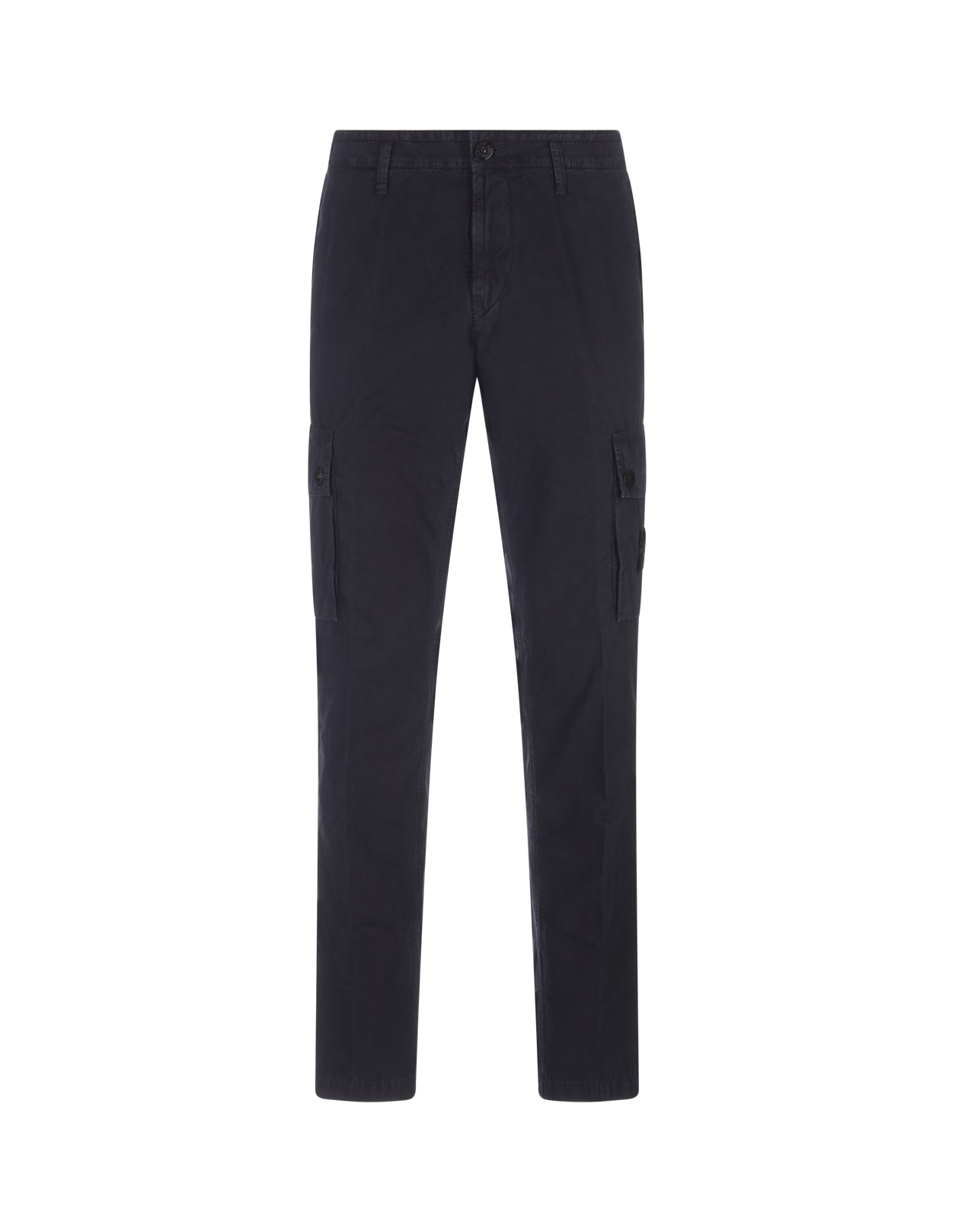 Shop Stone Island Navy Blue Cargo Trousers With Old Effect