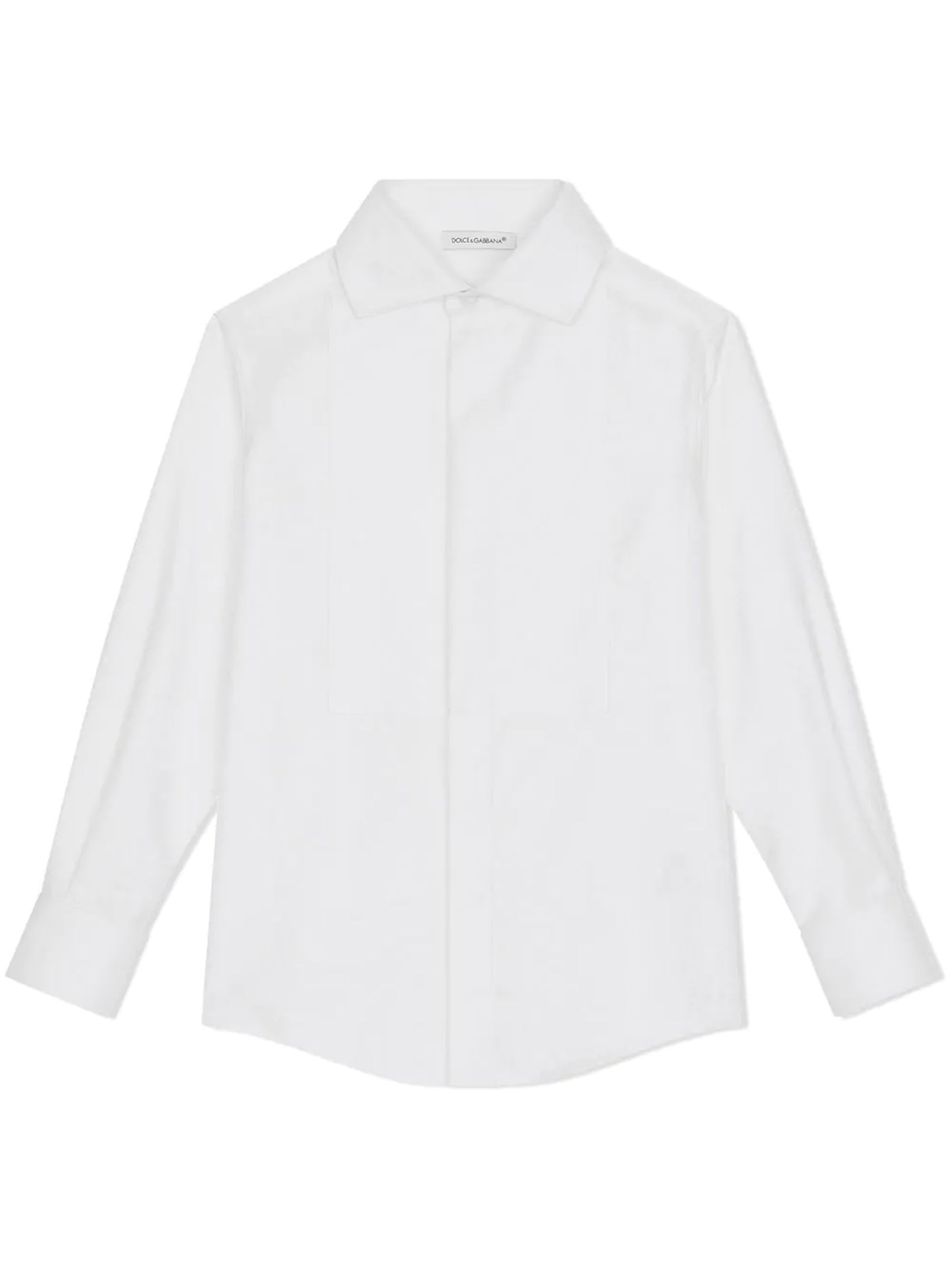 Dolce & Gabbana Teen Boys White Re-edition Tuxedo Shirt In Bianco