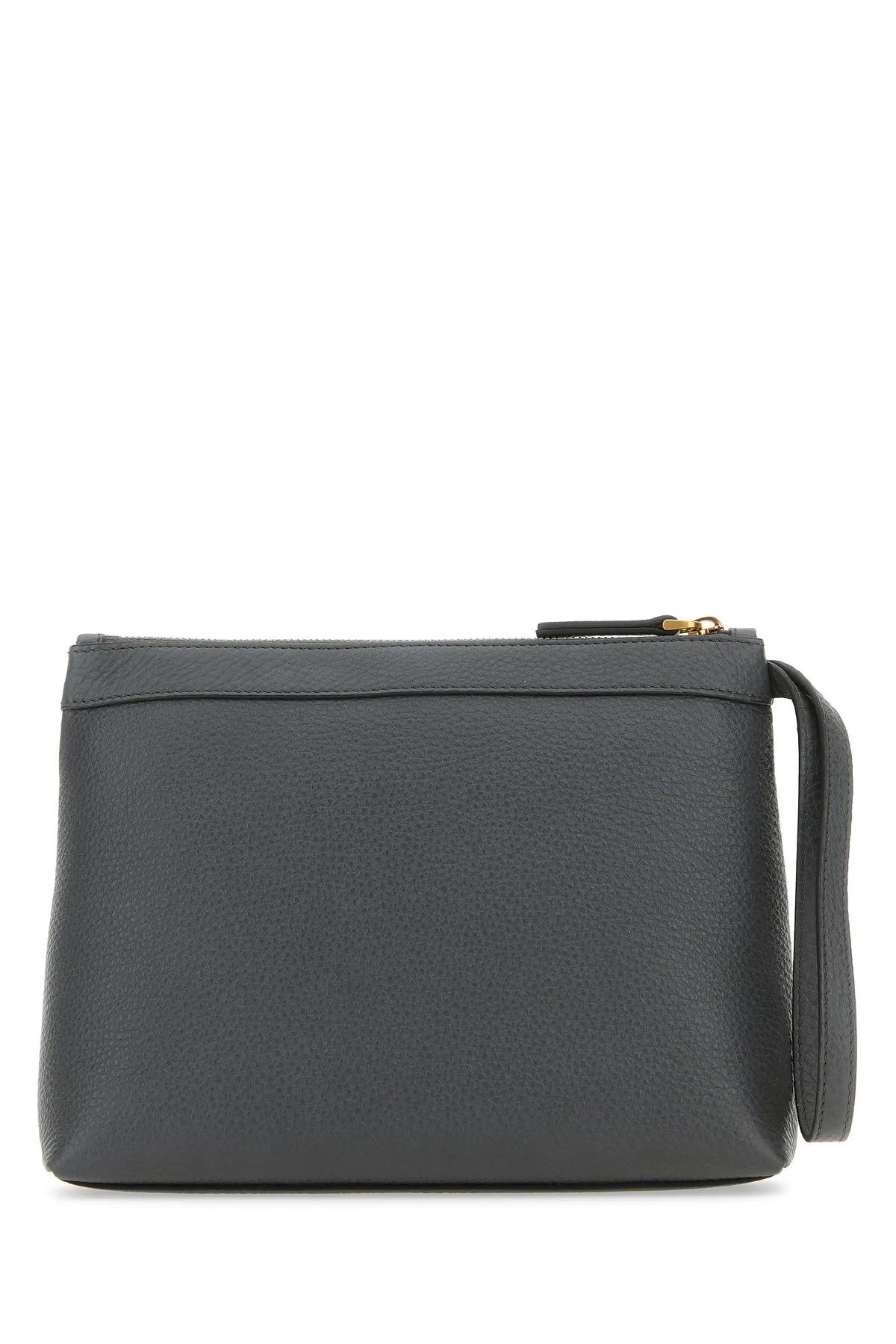 Shop Thom Browne Dark Grey Leather Beauty Case