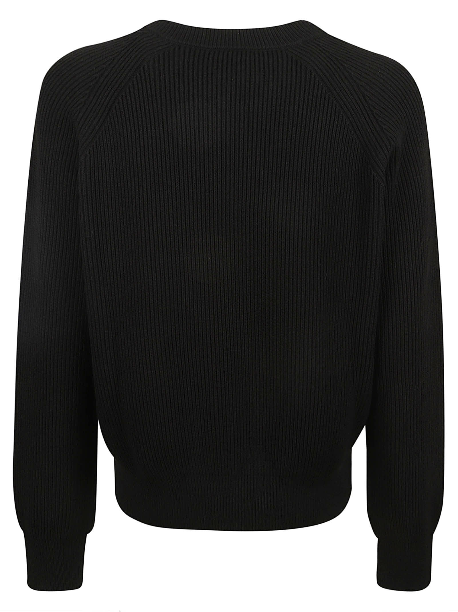 Shop Burberry Zip Applique Rib Trim Knitted Sweater In Black