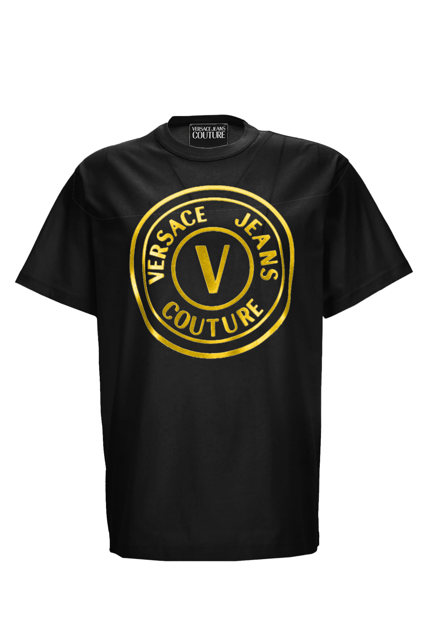 Versace Jeans Couture T-shirt With Printed Logo In Black
