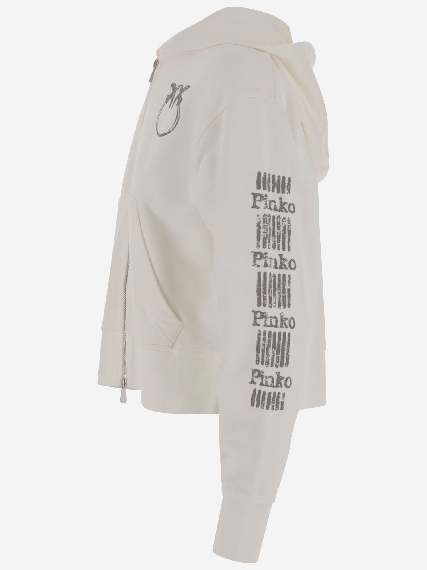 Pinko Cotton Sweatshirt With Logo In White