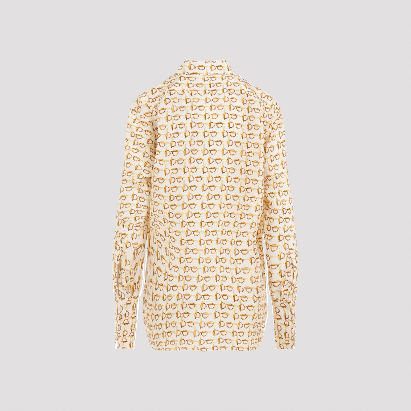 Shop Burberry Silk Shirt In Gold White