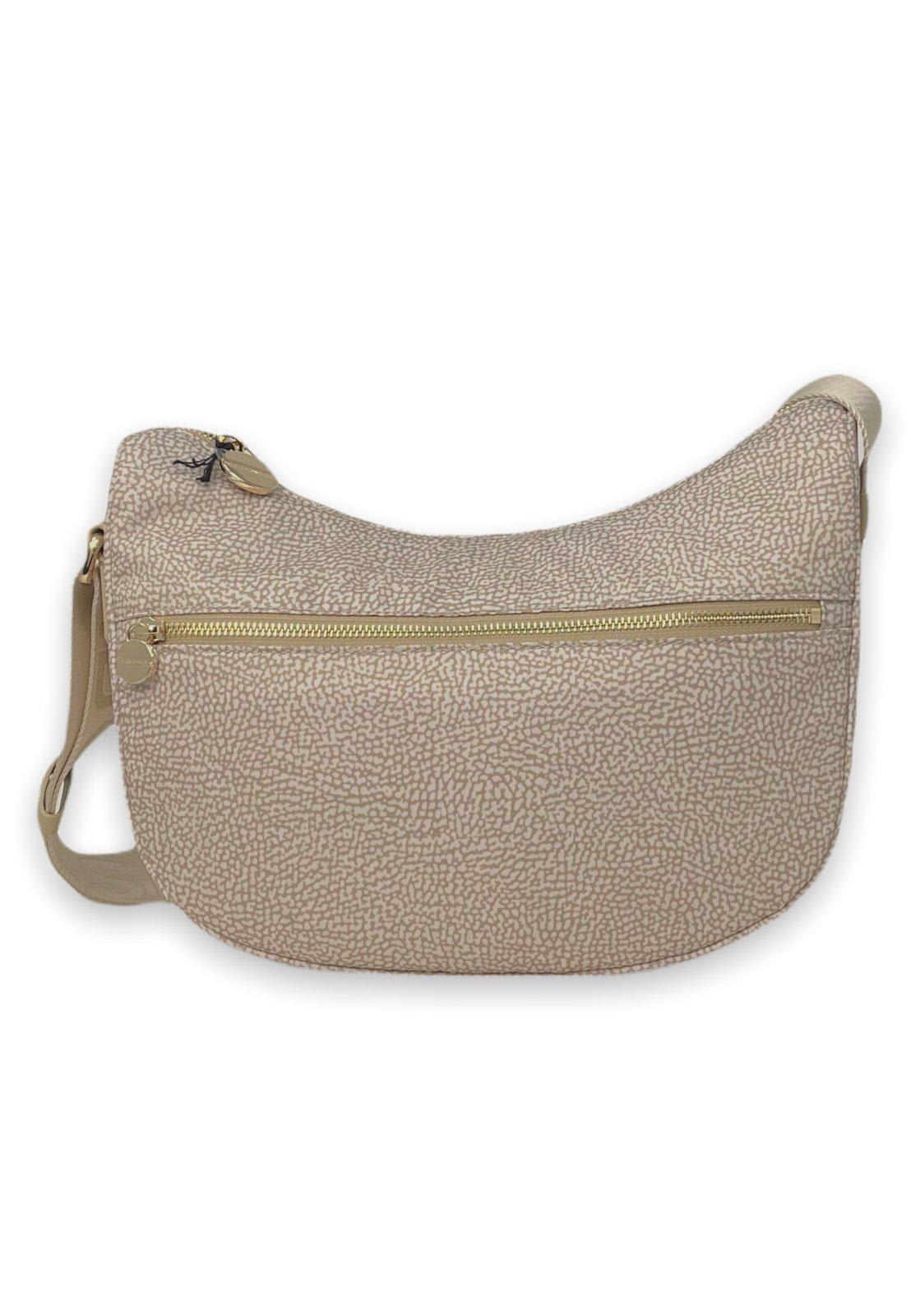 Shop Borbonese Luna Small Shoulder Bag In Sand