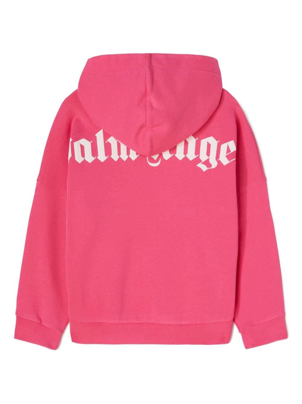 Shop Palm Angels Fuchsia Hoodie With Logo In Pink