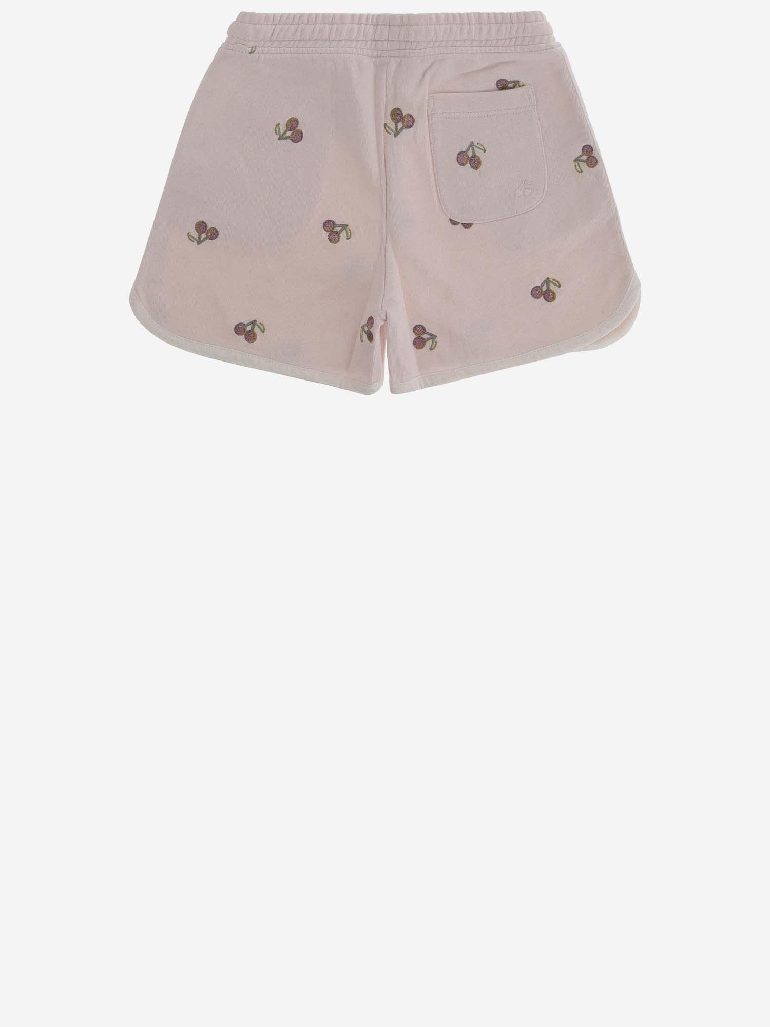 Shop Bonpoint Cotton Shorts With Cherries Pattern In Pink