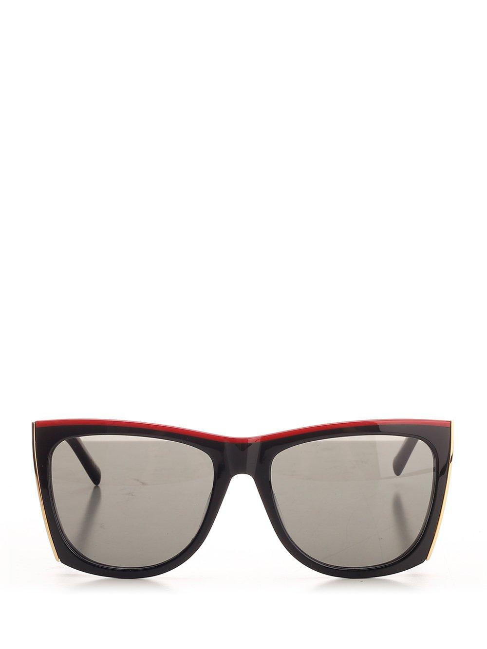 Shop Saint Laurent Rectangular Frame Sunglasses In Black