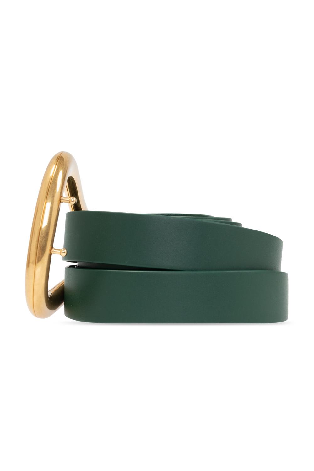 Shop Bottega Veneta Leather Belt In Raintree Gold
