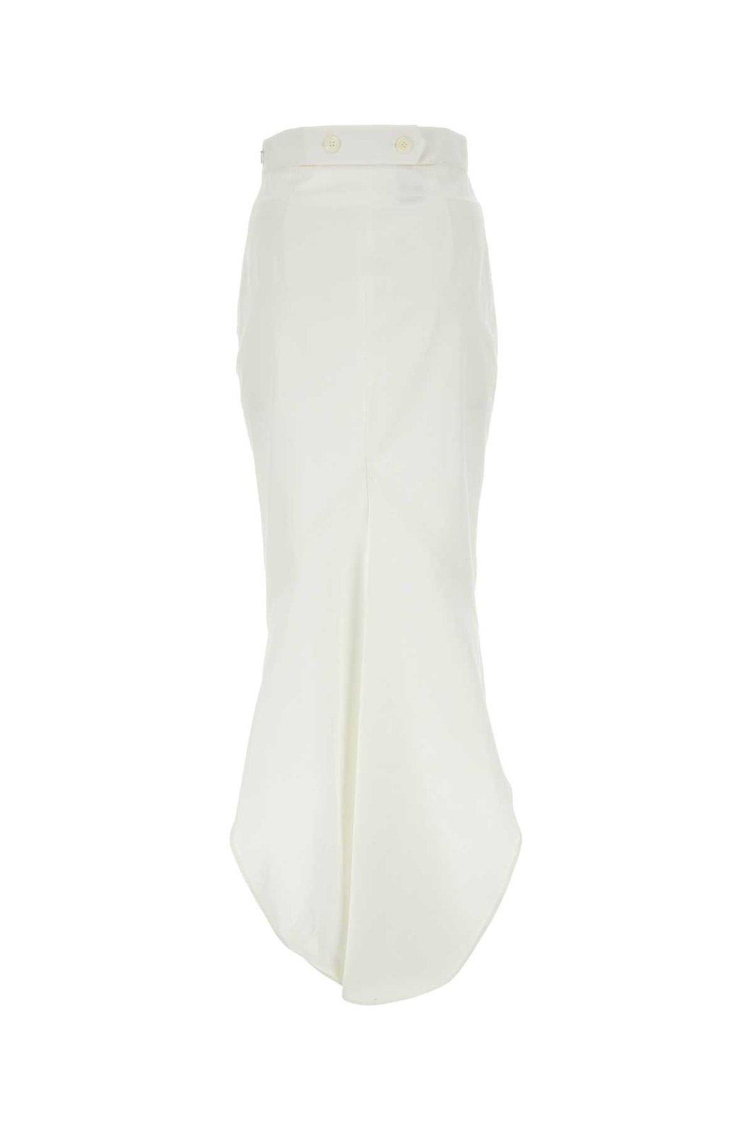 Shop Prada High-low Hem Cut Midi Skirt In Bianco