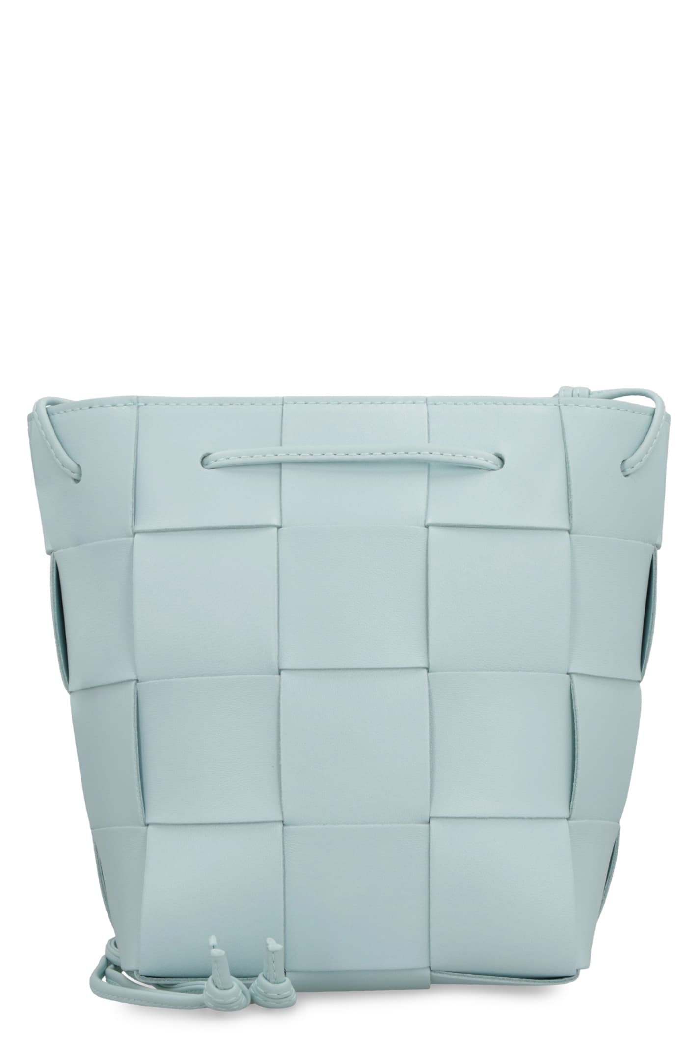 Shop Bottega Veneta Cassette Leather Bucket Bag In Light Blue