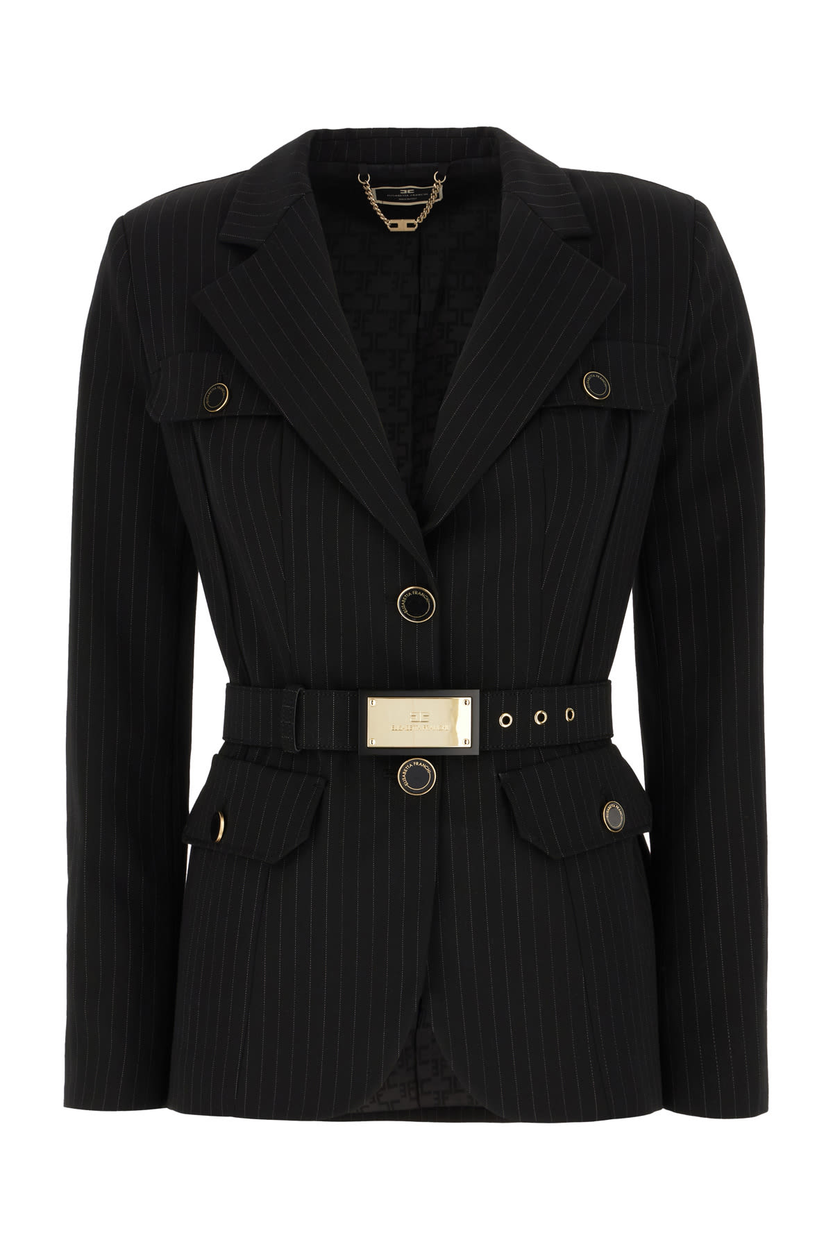 elisabetta franchi printed stretch polyester blend blazer