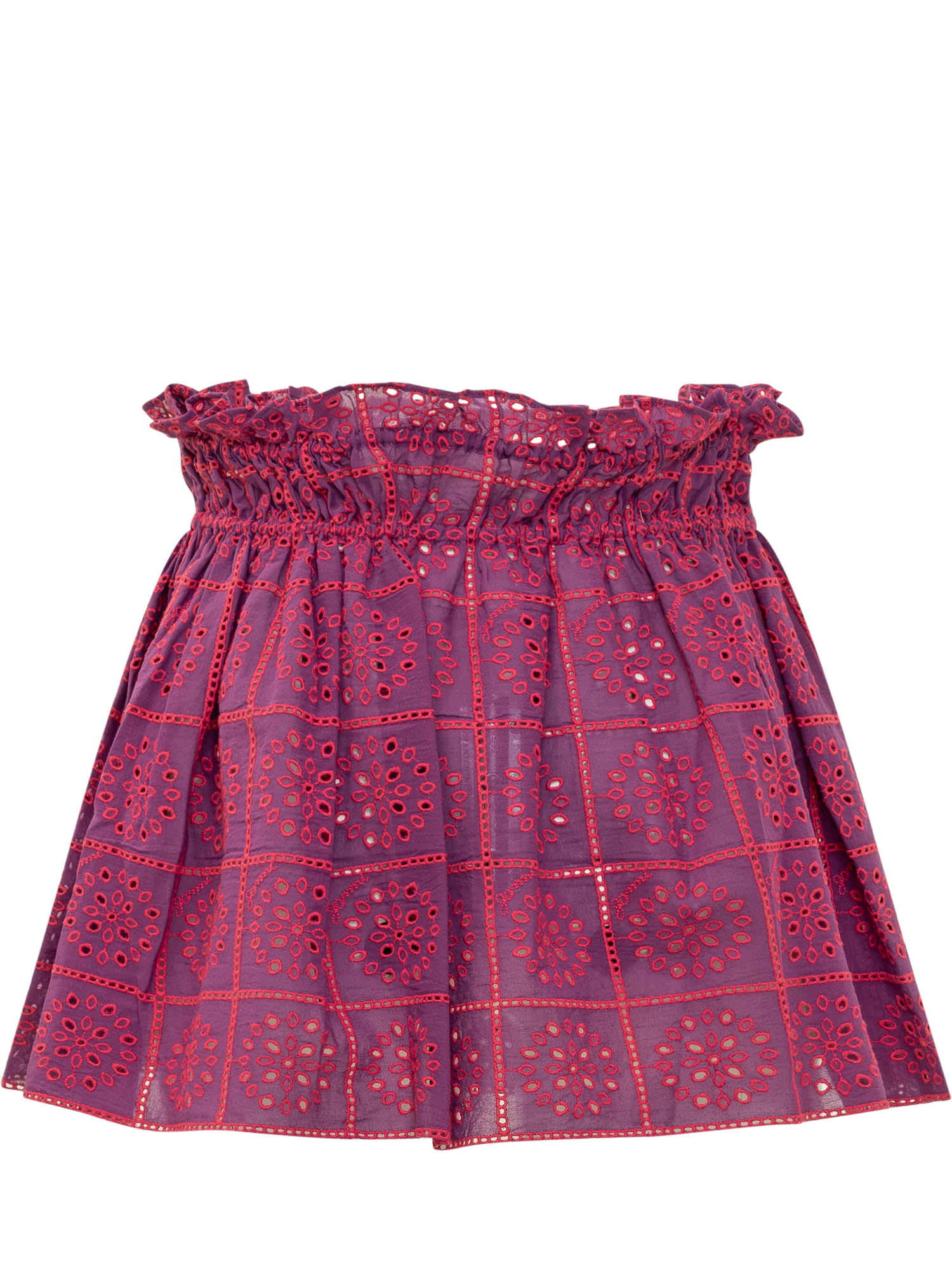 Shop Ganni Light Broderie Skirt In Sparkling Grape