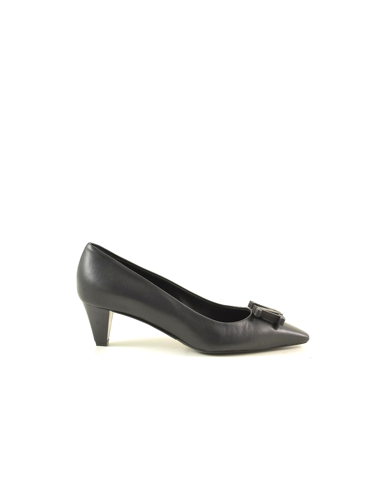 Buy Max Mara Black Leather M Mid-heel Pumps online, shop Max Mara shoes with free shipping