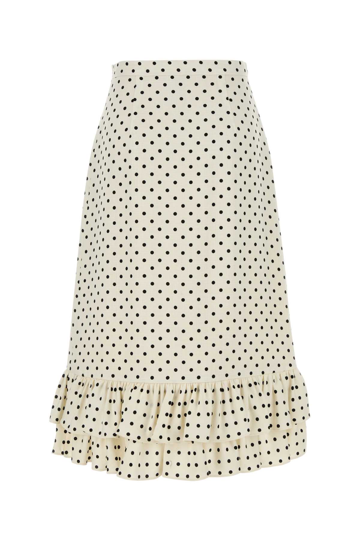 Valentino Womens Betulla Nero Polka-dot Ruffled Woven Midi Skirt