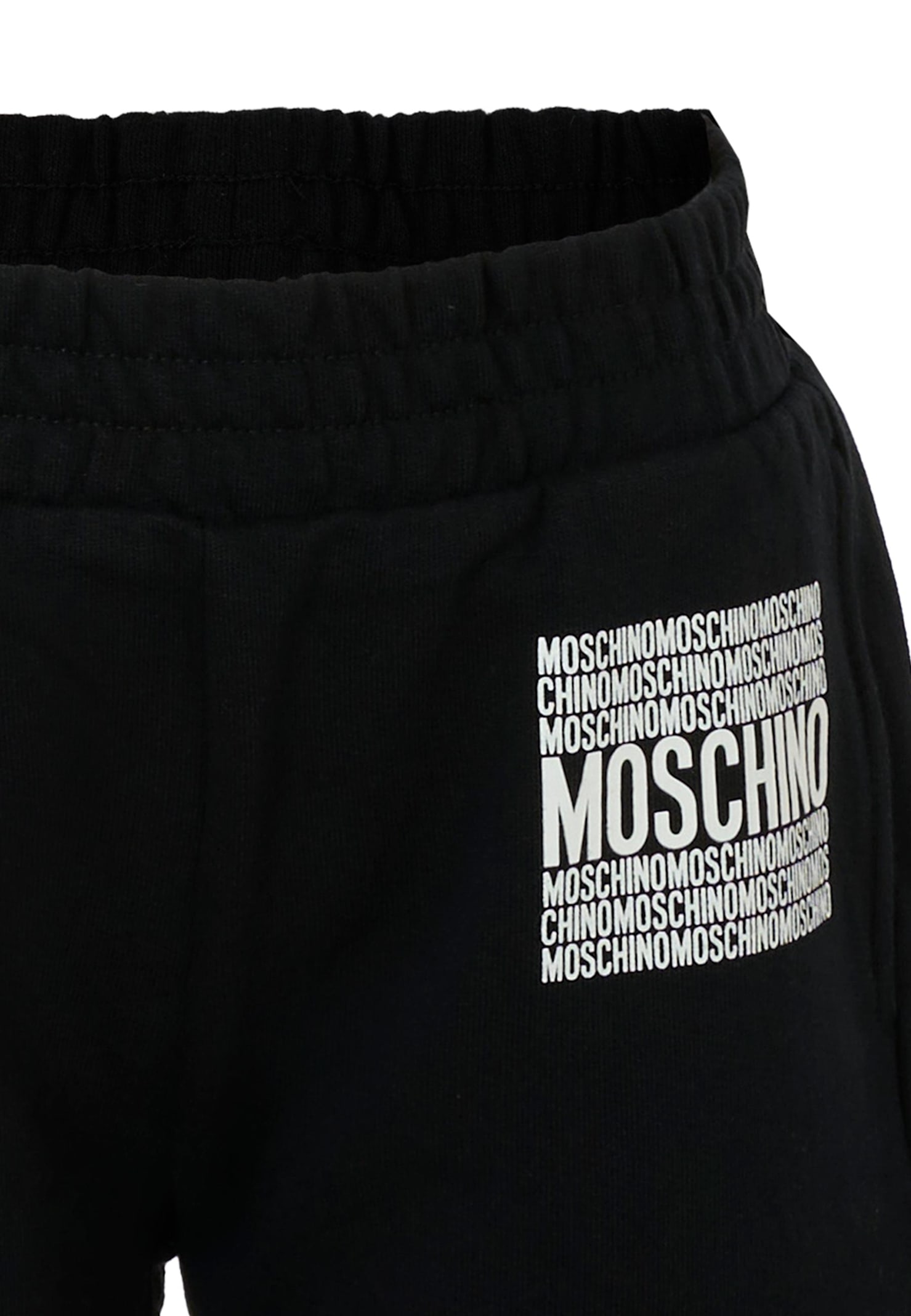 Moschino Black Shorts For Kids With Logo In Black