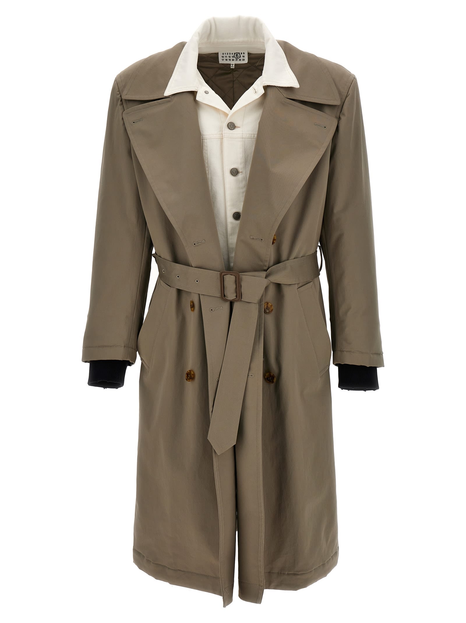 MM6 MAISON MARGIELA TRENCH COAT WITH CONTRASTING INSERTS