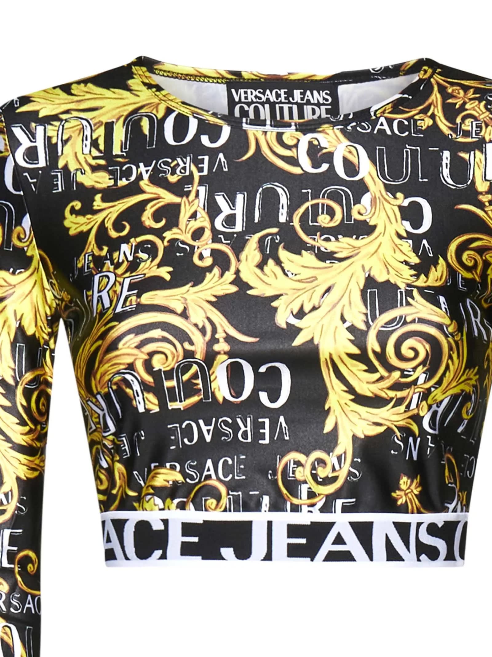 Shop Versace Jeans Couture Top In Black
