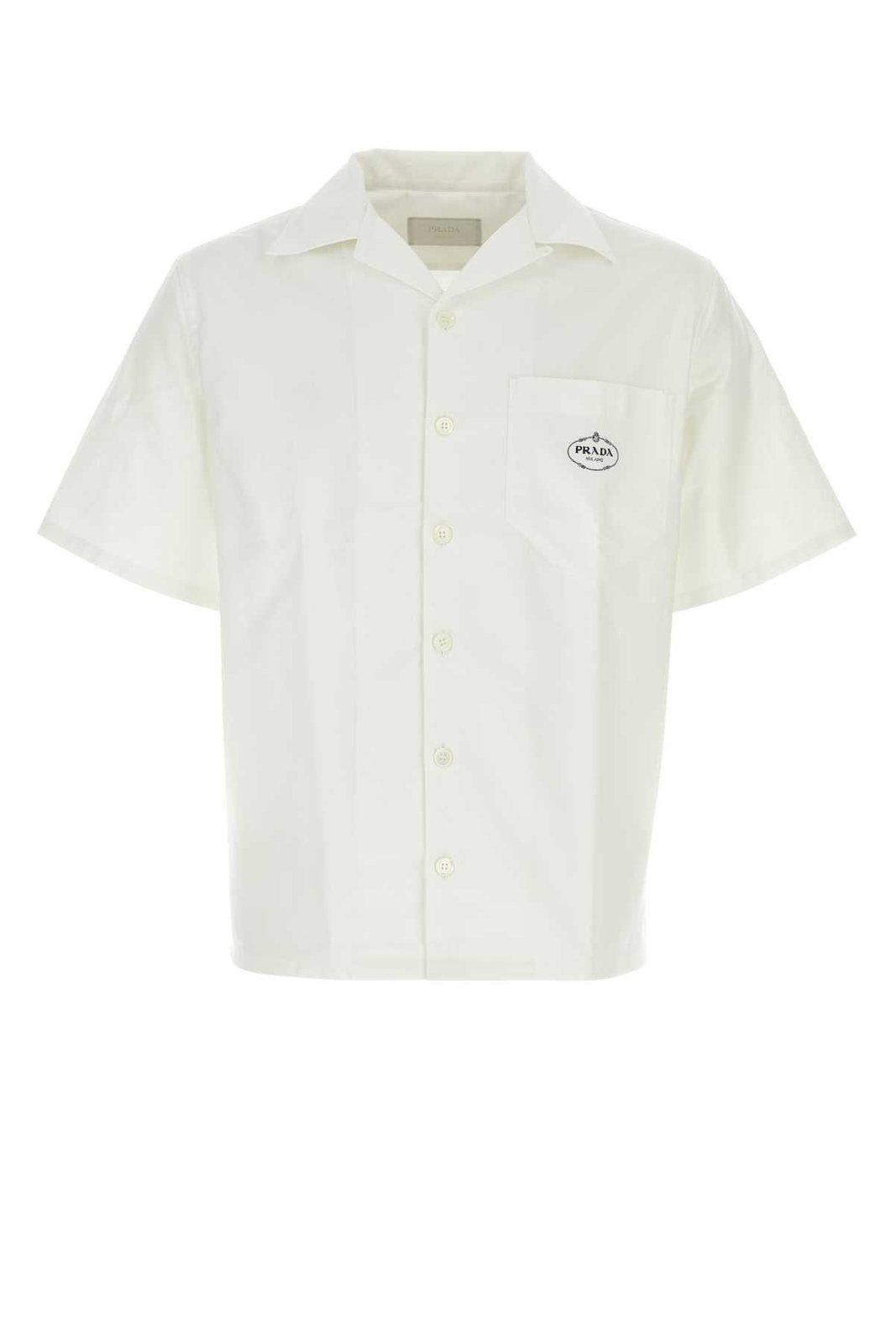 Prada Logo-printed Short-sleeved Shirt In Bianco