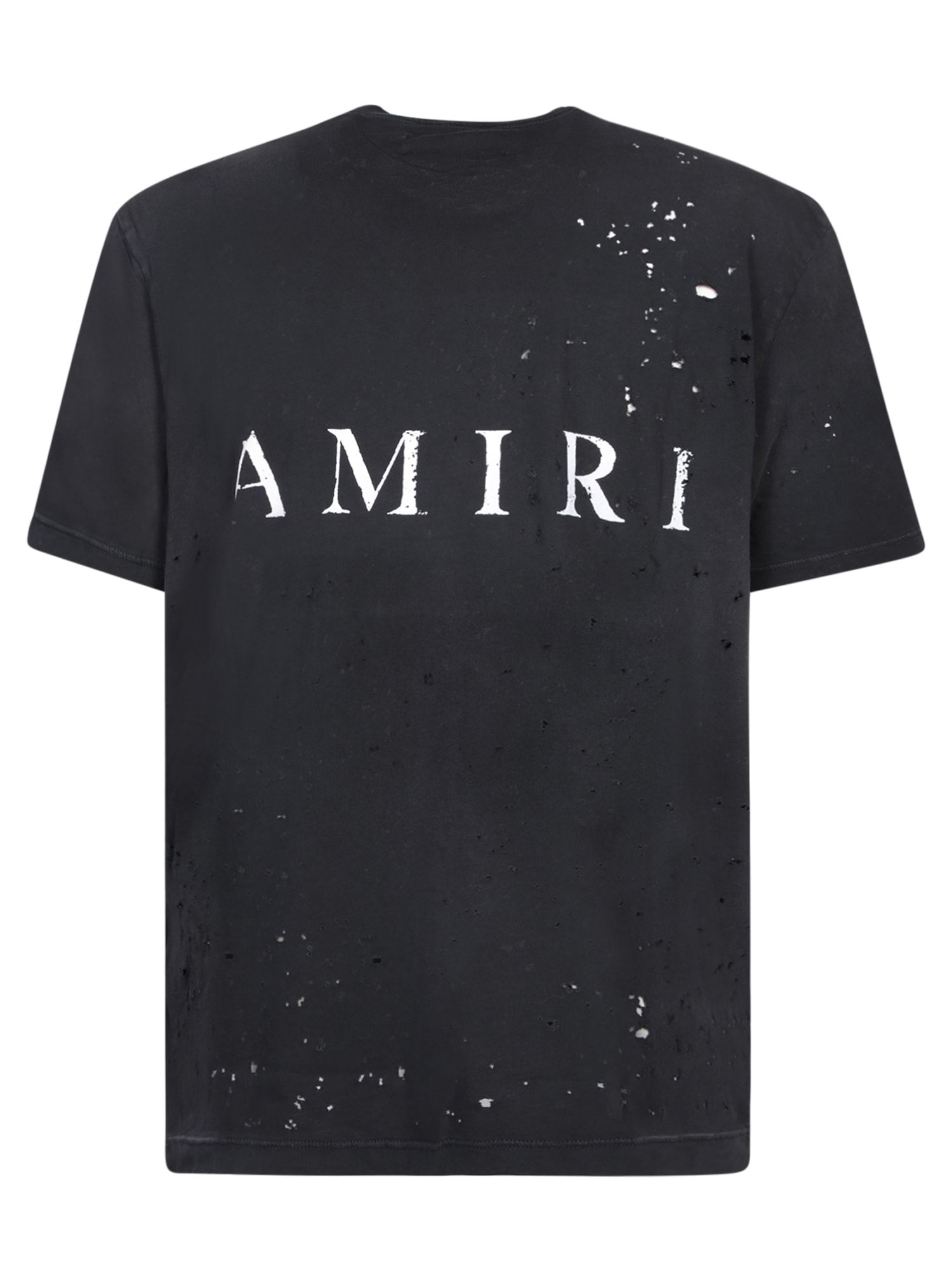 Shop Amiri Straggered Logo Black T-shirt