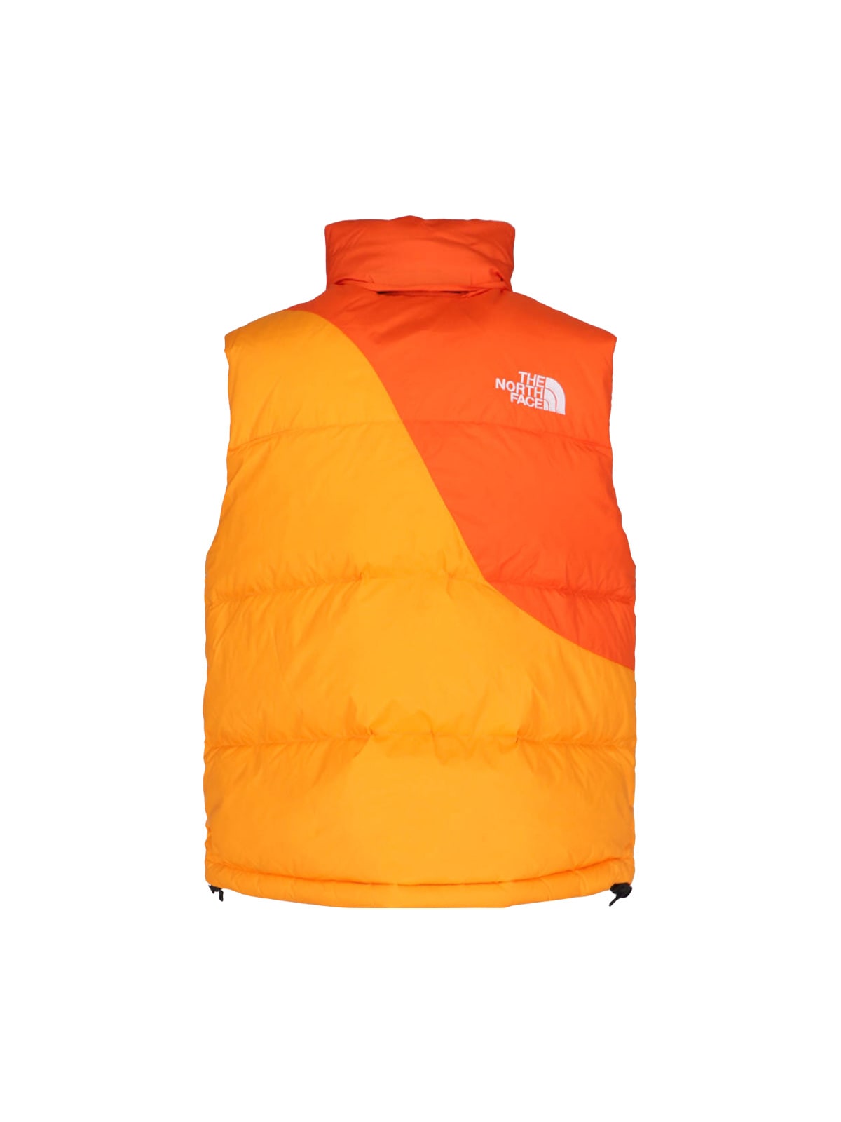 The North Face Color-block Down Vest With Removable Hood In Orange