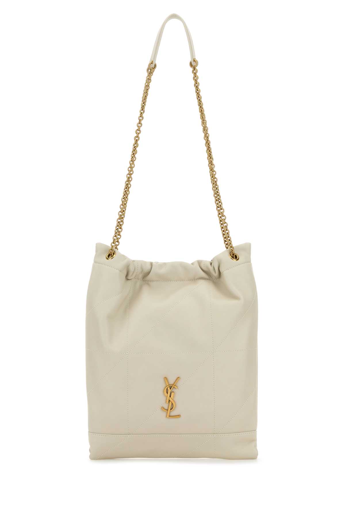 Saint Laurent Ivory Leather Pochon Shoulder Bag