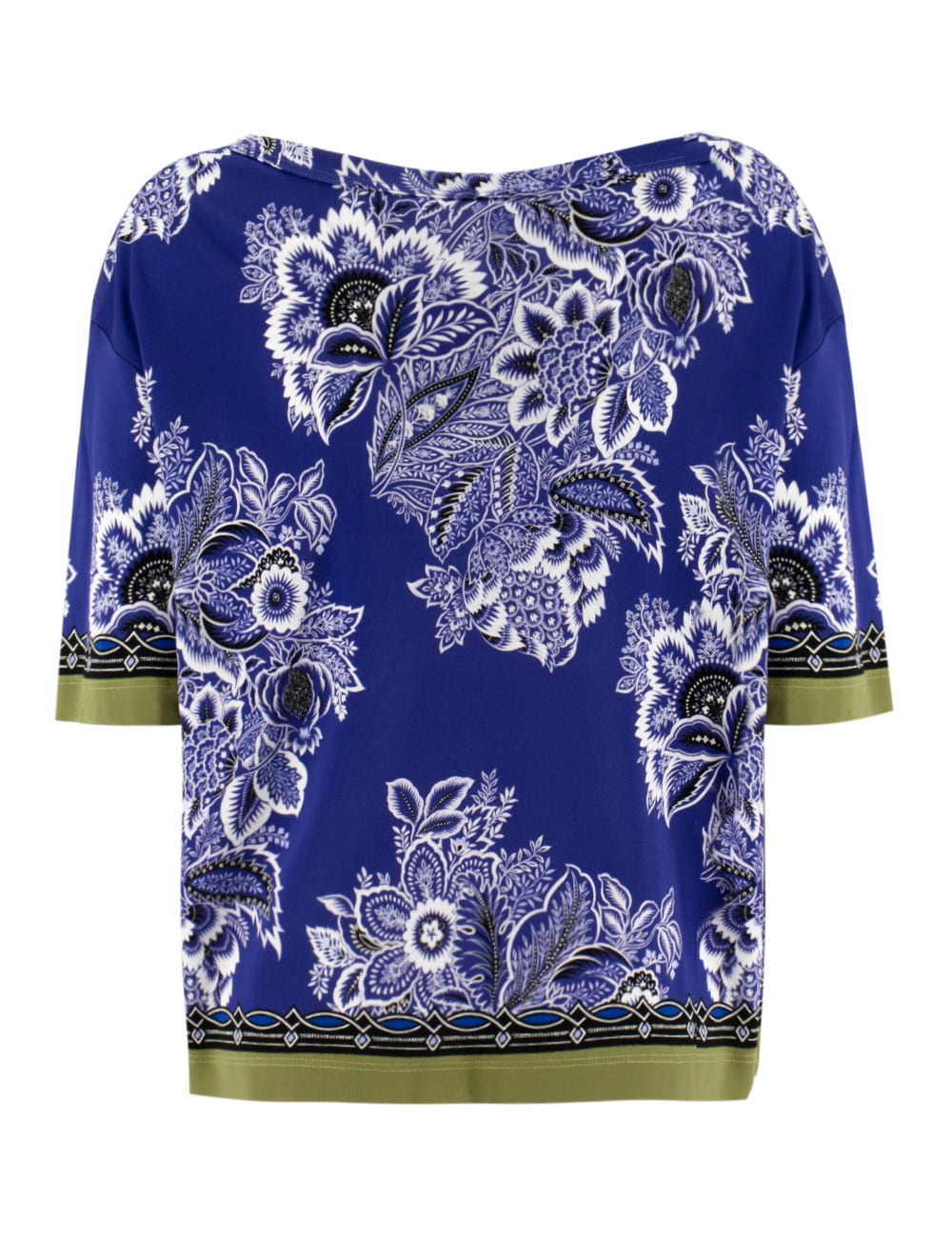Shop Etro Blouse In Print On Blue Base