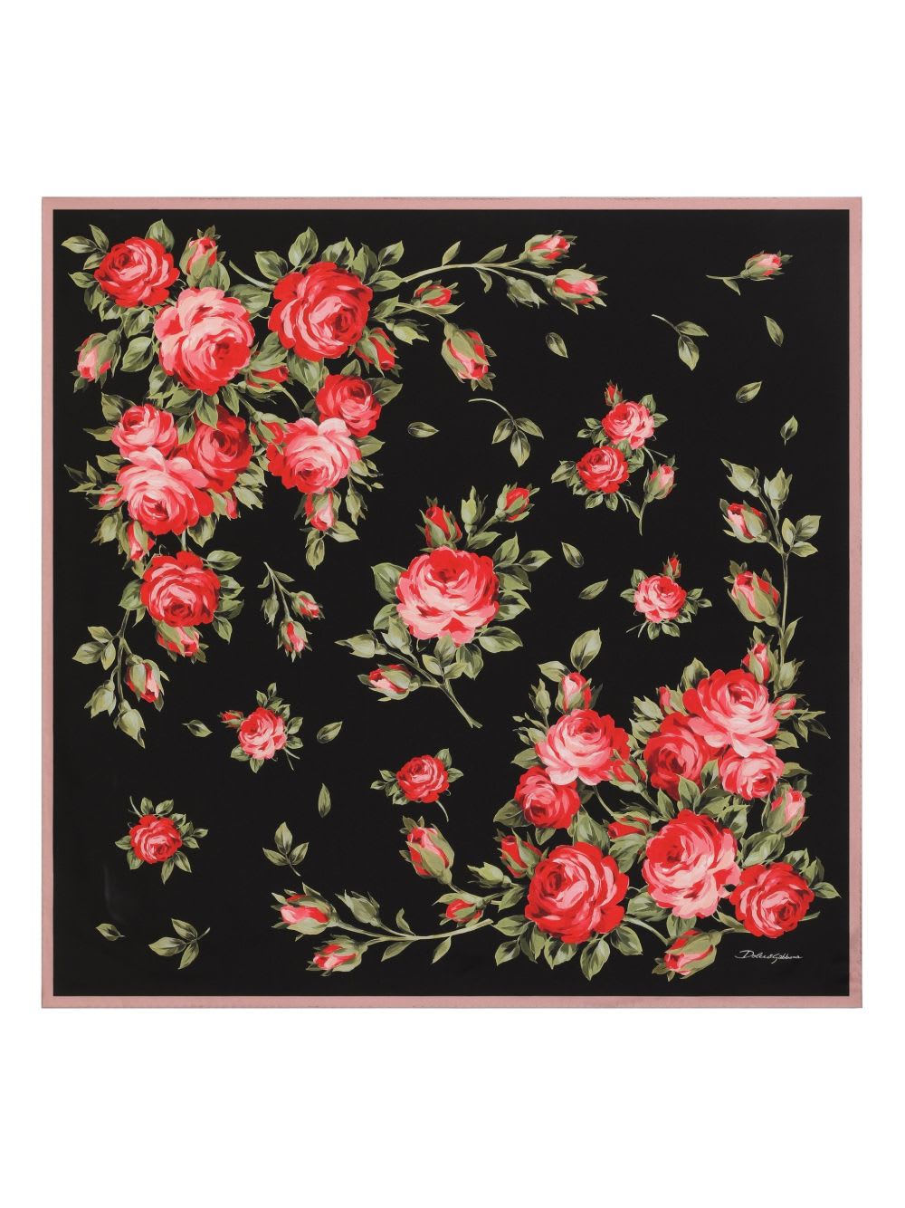 Dolce & Gabbana 90x90 Cm Silk Twill Scarf With A Rose Bouquet Print In Animal Print