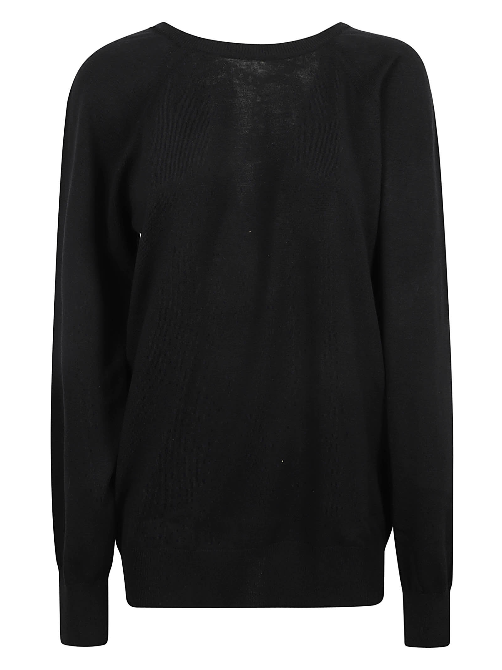 Shop Moschino Round Neck Sweater In Black