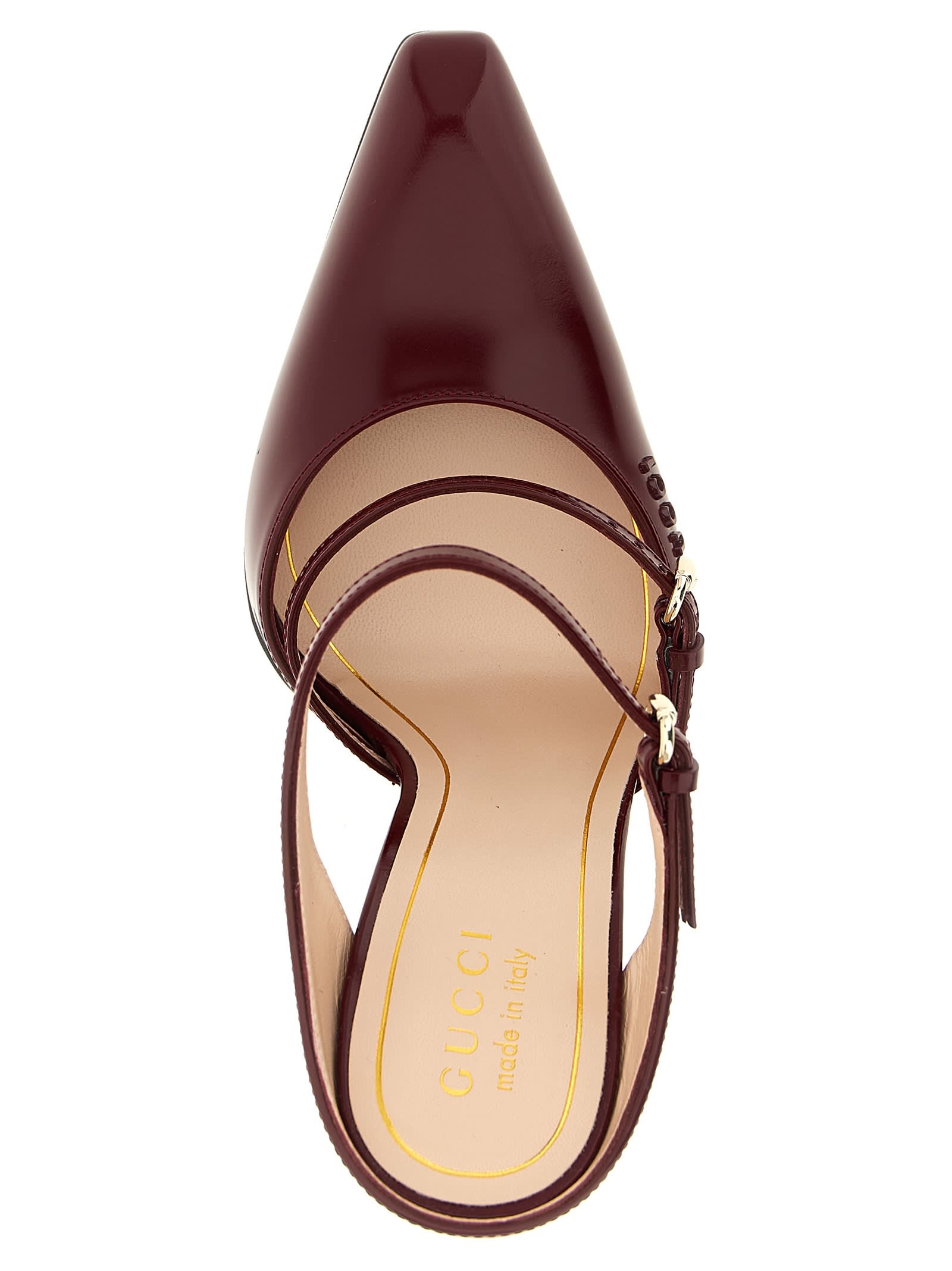 Gucci Pointed Toe Transparent Heel Wedge Pumps