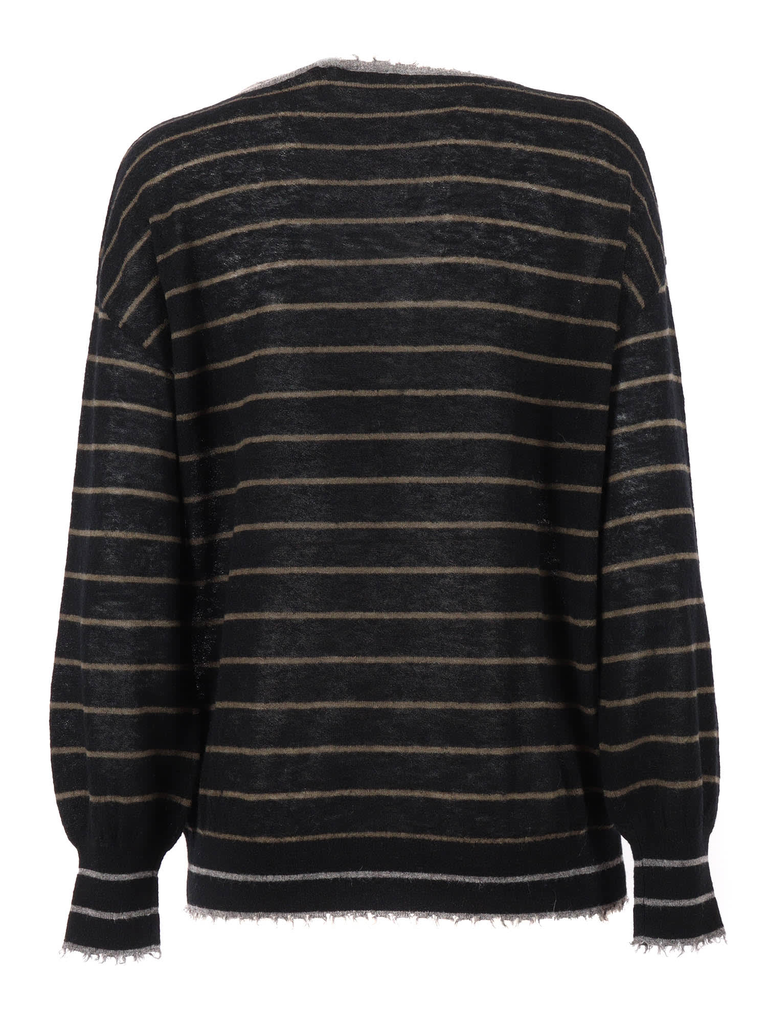 Kangra Cashmere Boat Neck Sweater With Fringed Details In Black