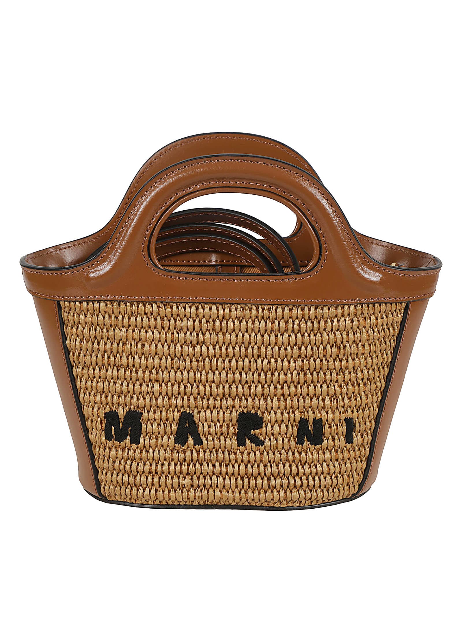 Shop Marni Tropicalia Micro Tote In Raw Sienna