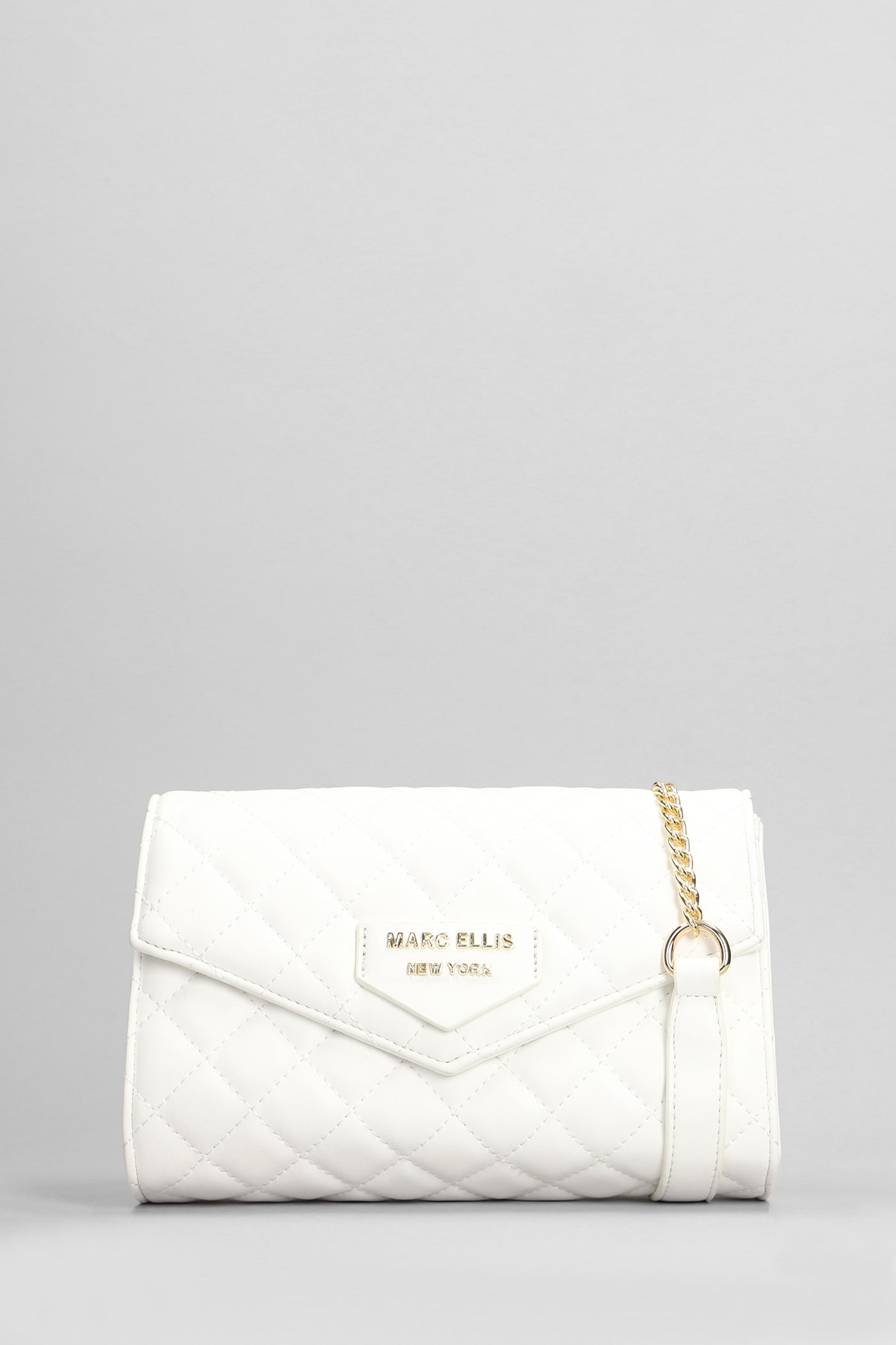 Marc Ellis Leos Shoulder Bag In White Leather In Gold