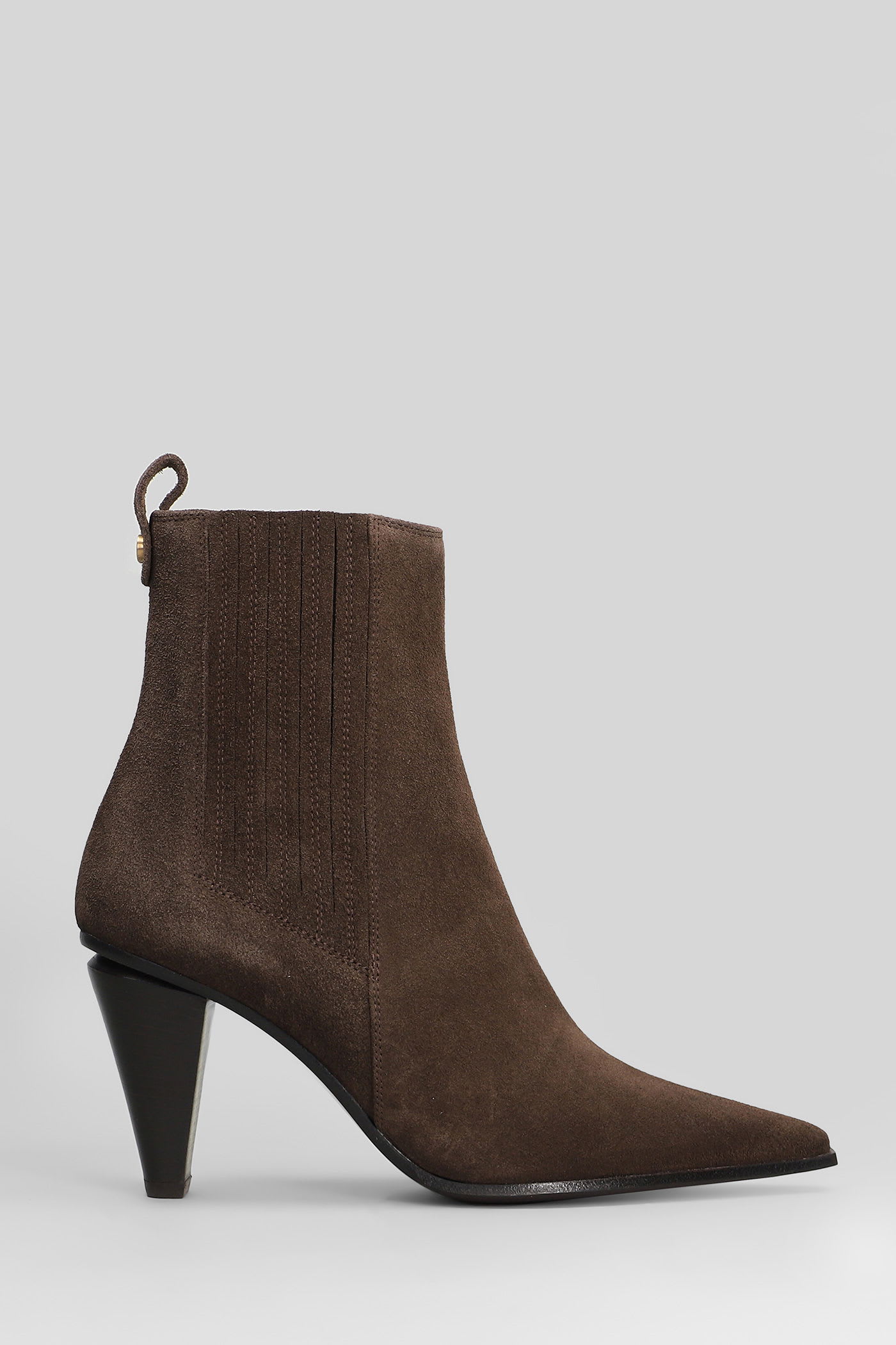 Roberto Festa Nova High Heels Ankle Boots In Dark Brown Suede In Brown