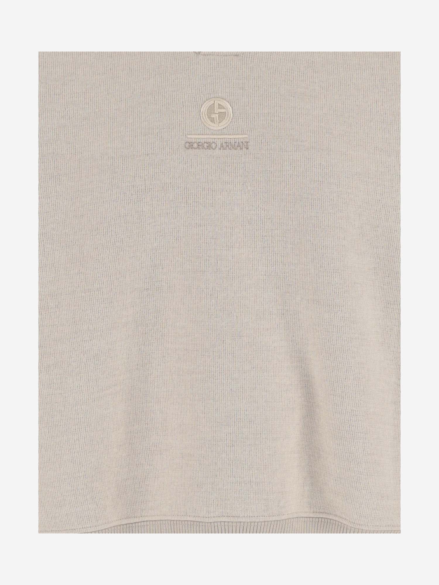 Shop Giorgio Armani Cashmere Blend Sweatshirt With Logo In Beige