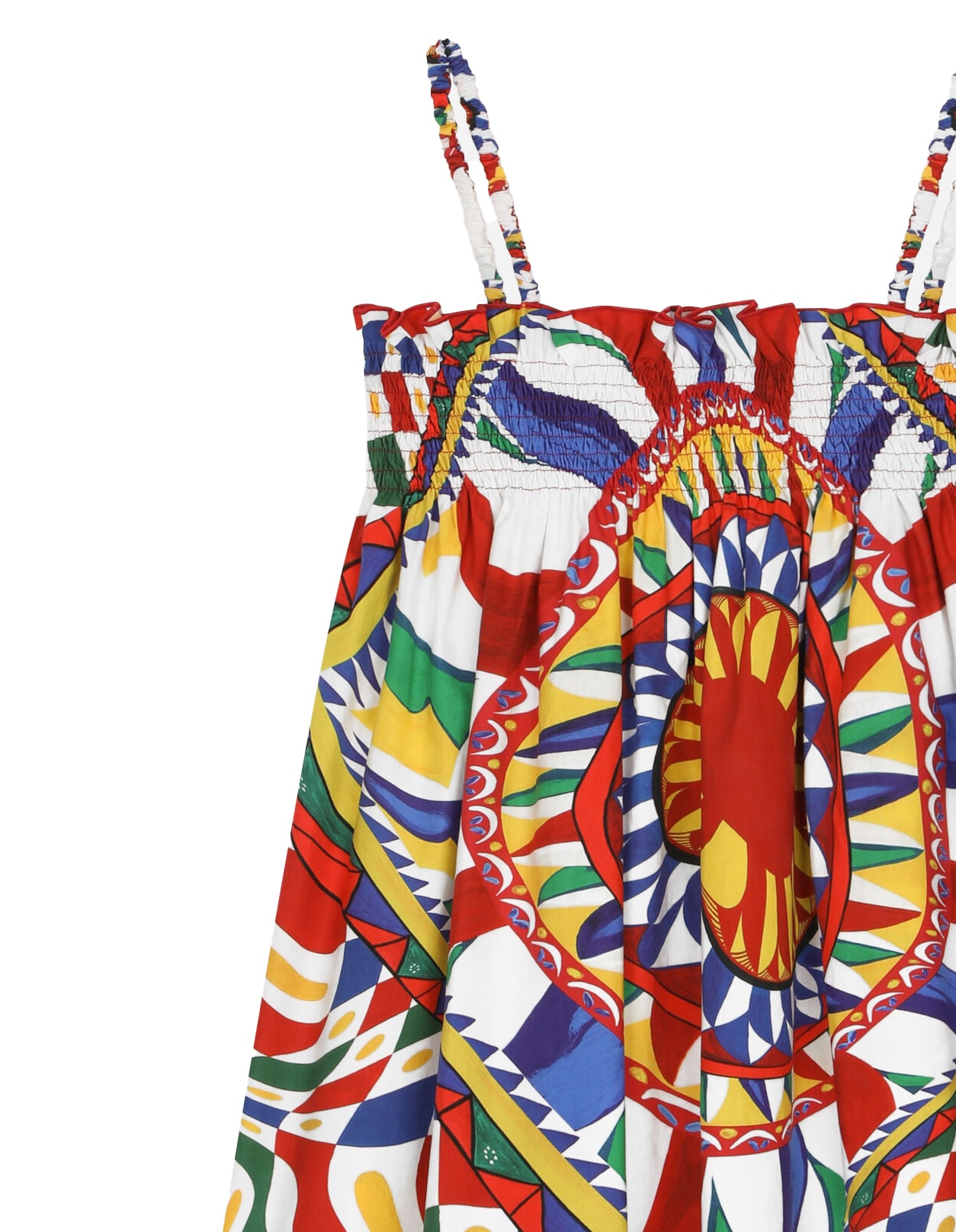 Shop Dolce & Gabbana Sundress In Poplin With Cart Print In Multicolour