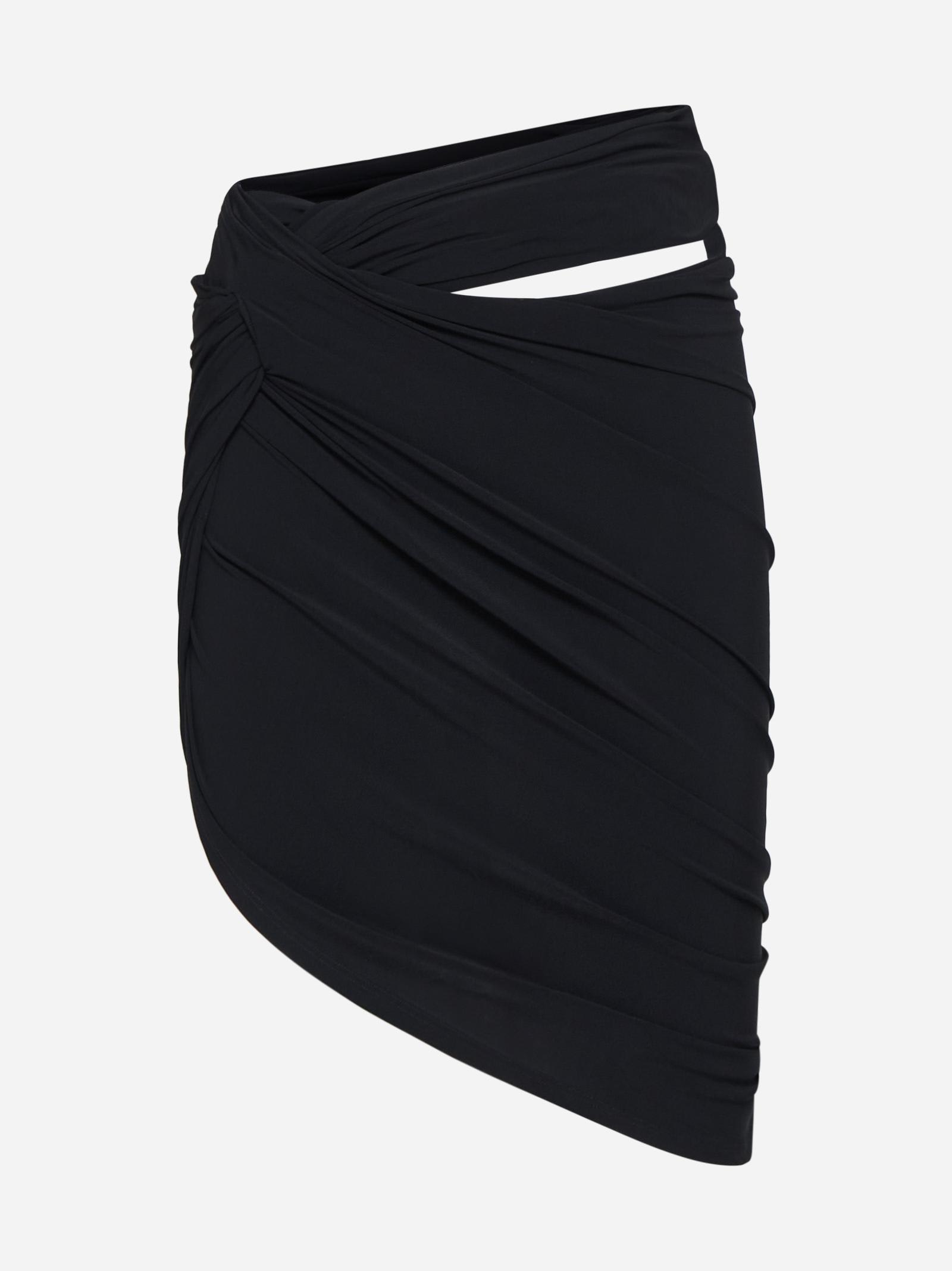 JACQUEMUS BLACK THE DRAPEADO MINI SKIRT