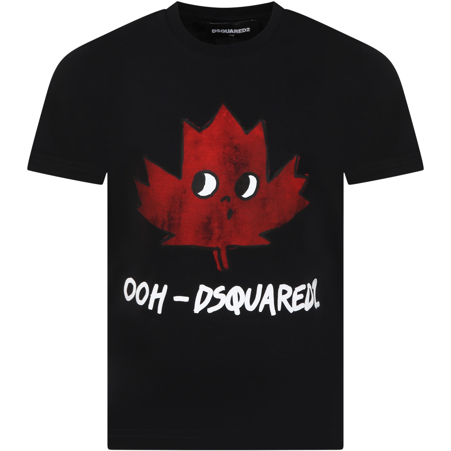 Dsquared2 Kids' Black T-shirt For Boy With Logo And Print