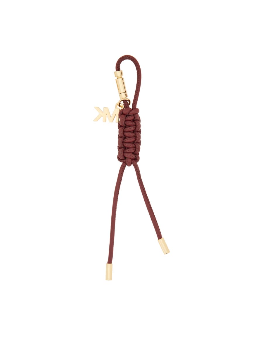 Michael Kors Braided Keychain Gold-tone Hardware In Brown