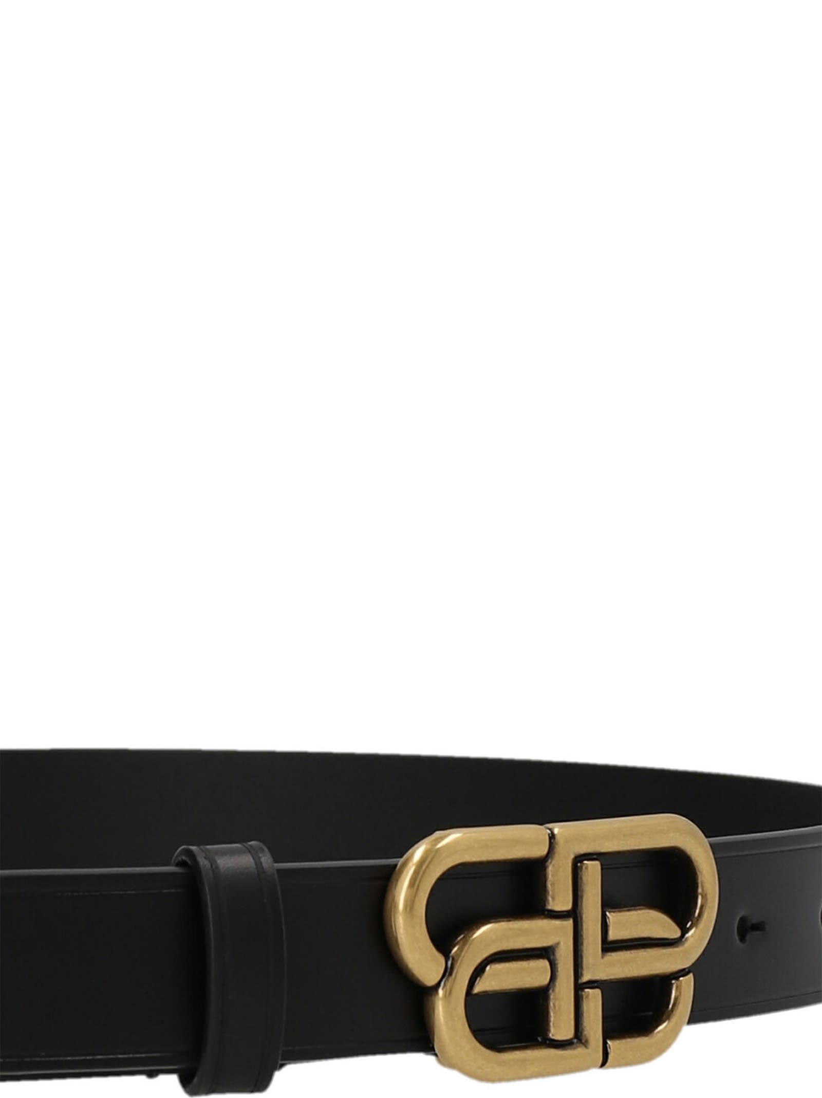 Balenciaga Bb Thin Leather Belt In Black
