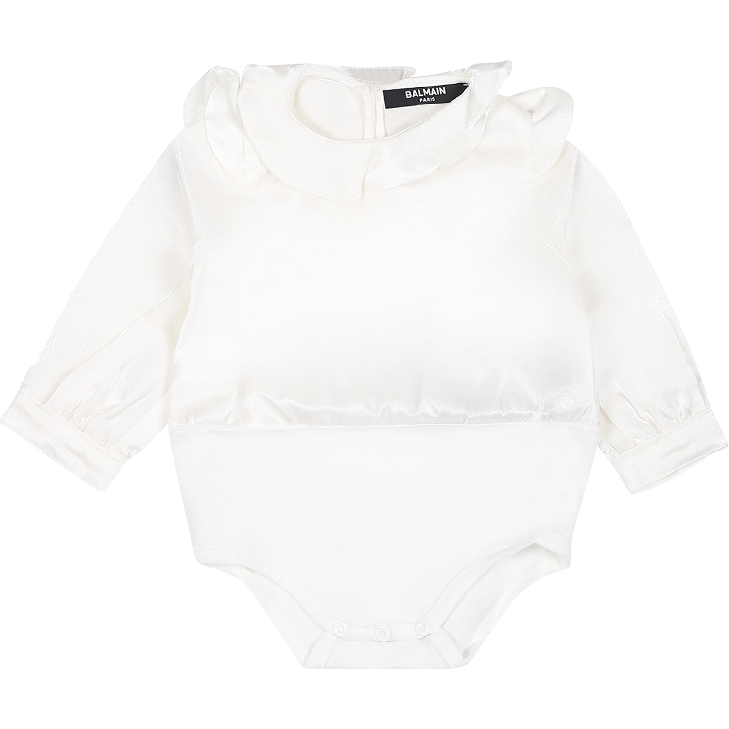 Balmain Ivory Satin Shirt For Baby Girls