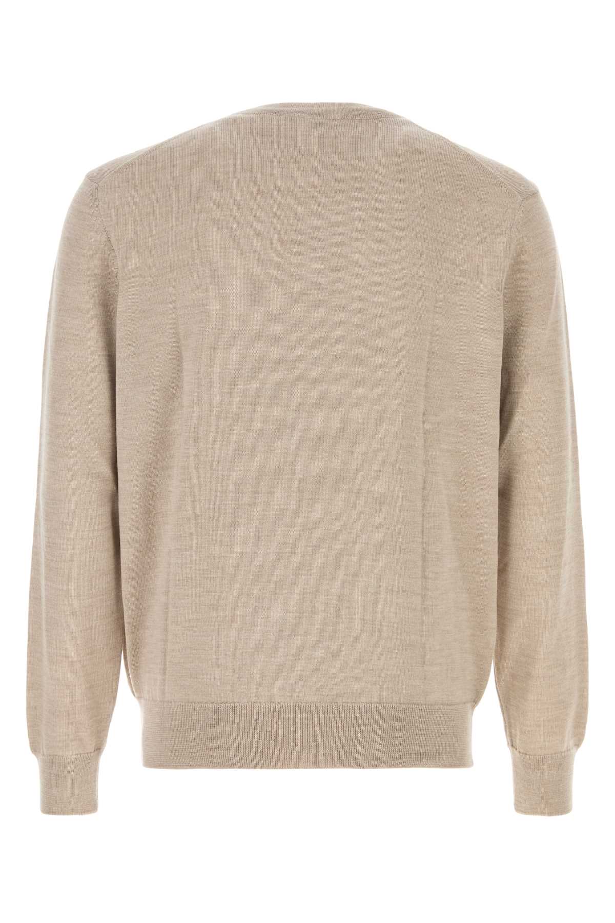 Maison Kitsuné Wool Sweater With Ribbed Cuffs And Hem In Neutral