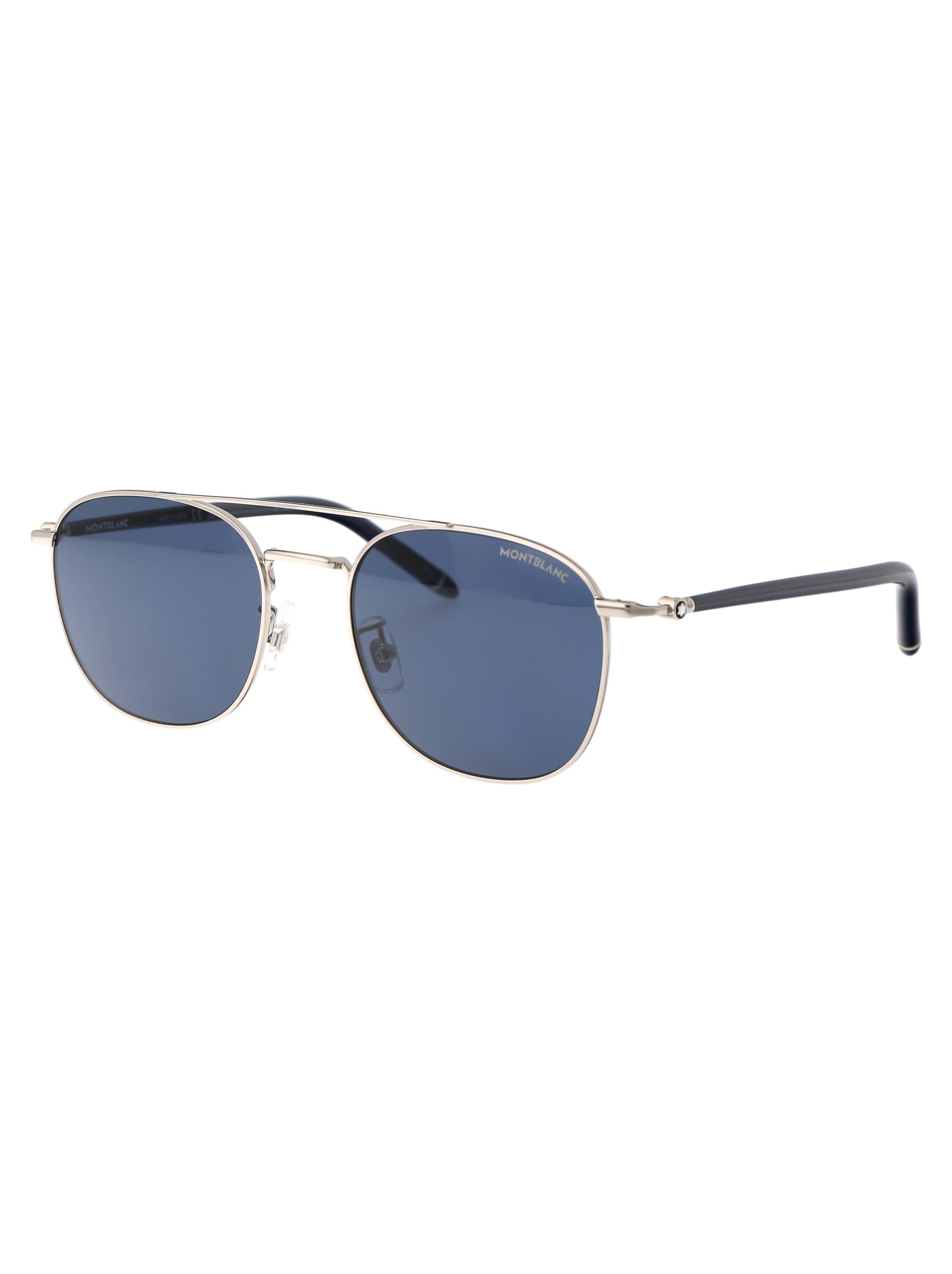 Shop Montblanc Mb0271s Sunglasses In 003 Silver Blue Blue