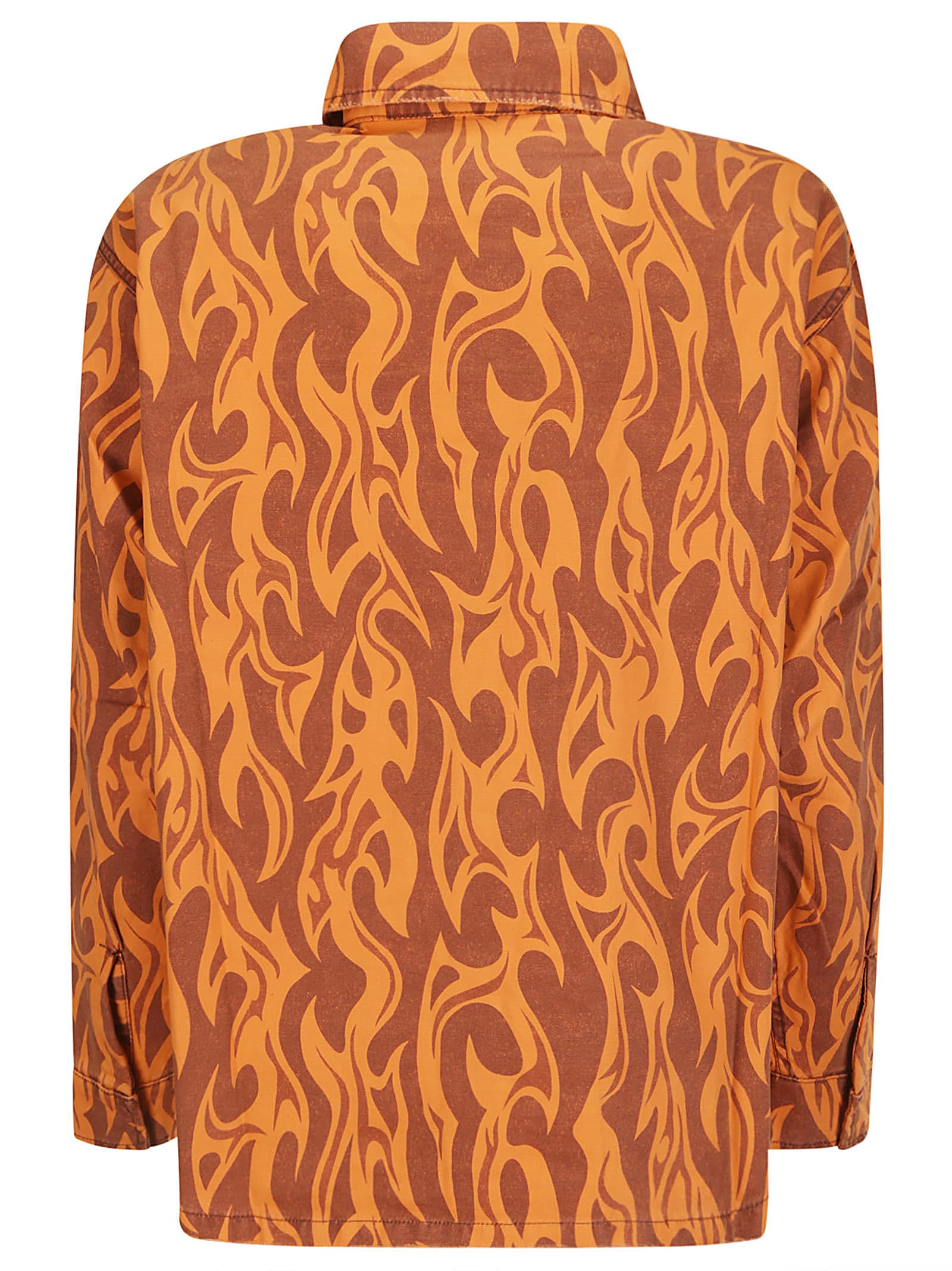 Shop Erl Unisex Canvas Jacket Woven In Orange Flame