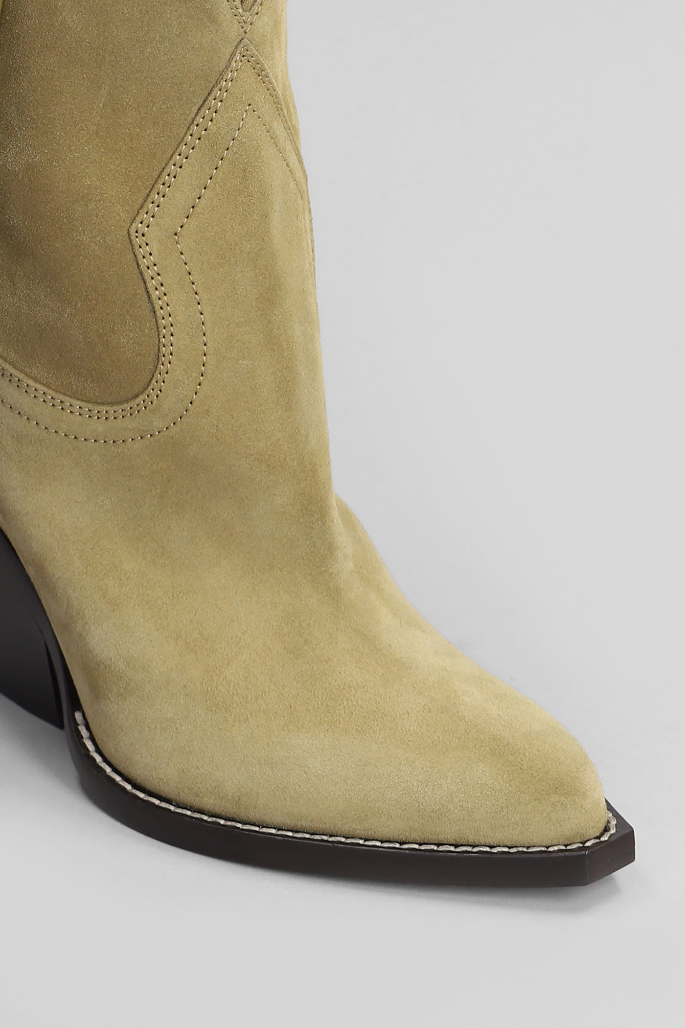 Shop Isabel Marant Leyane Texan Ankle Boots In Taupe Suede