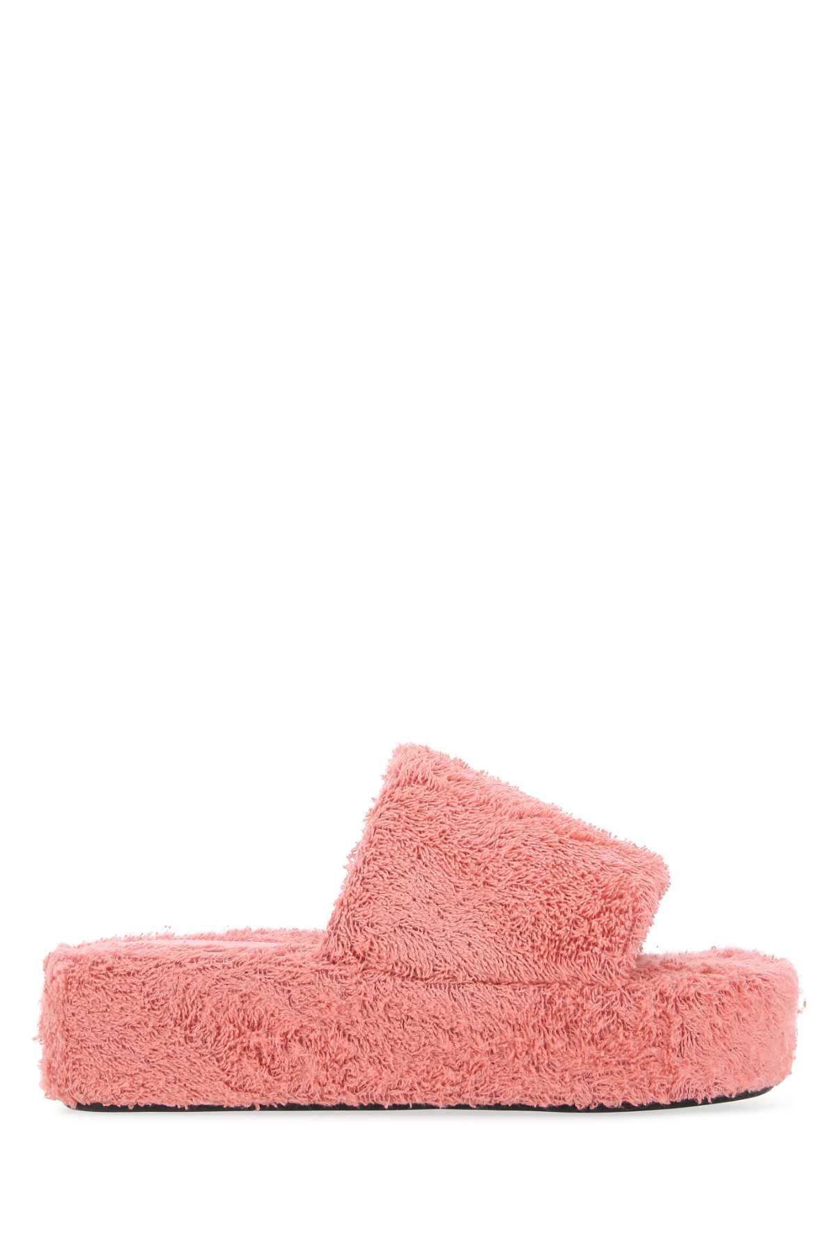 Shop Balenciaga Pink Terry Fabric Rise Slippers In 5900
