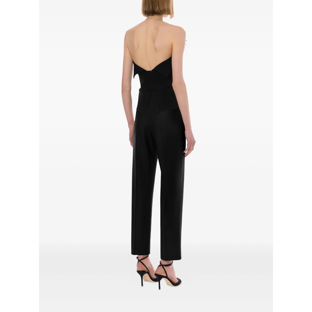 Alberta Ferretti Women Viscose Blend Top With Feathers Profile In Black